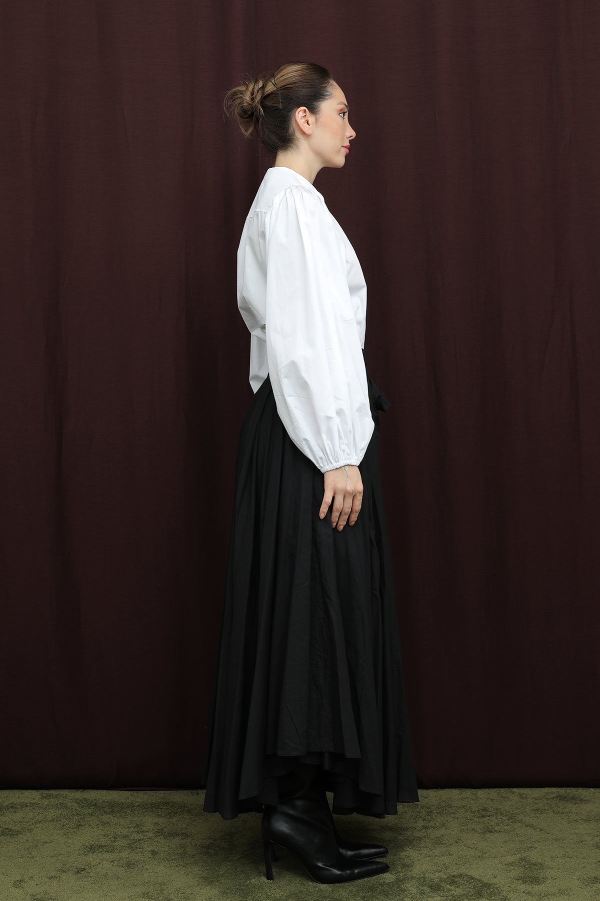 Kadın Bel Kuşaklı Asimetrik Kesim Etek - 32420ETK