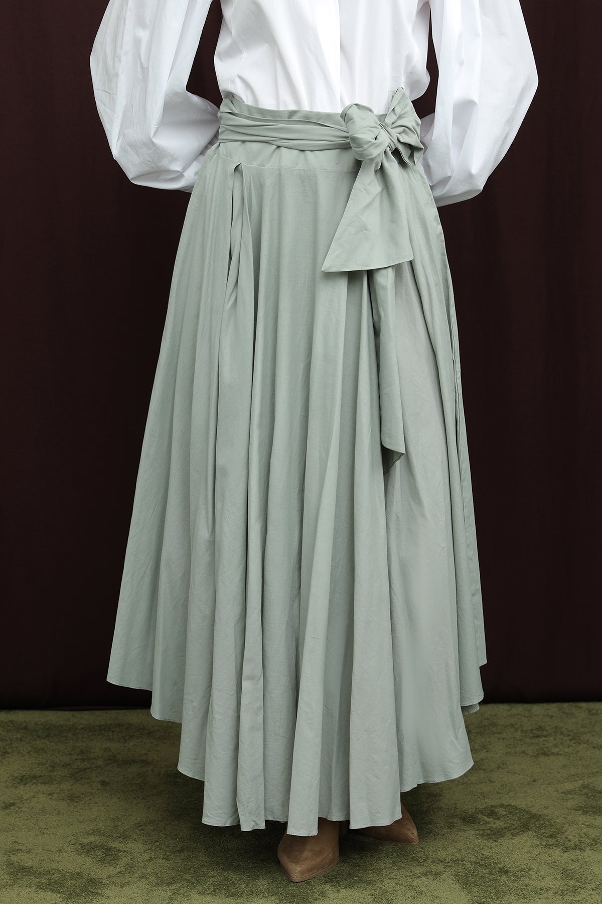 Kadın Bel Kuşaklı Asimetrik Kesim Etek - 32420ETK