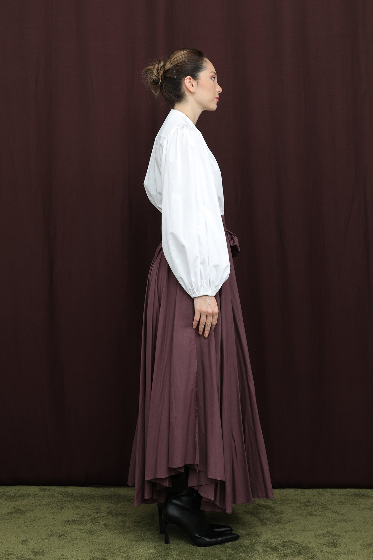 Kadın Bel Kuşaklı Asimetrik Kesim Etek - 32420ETK