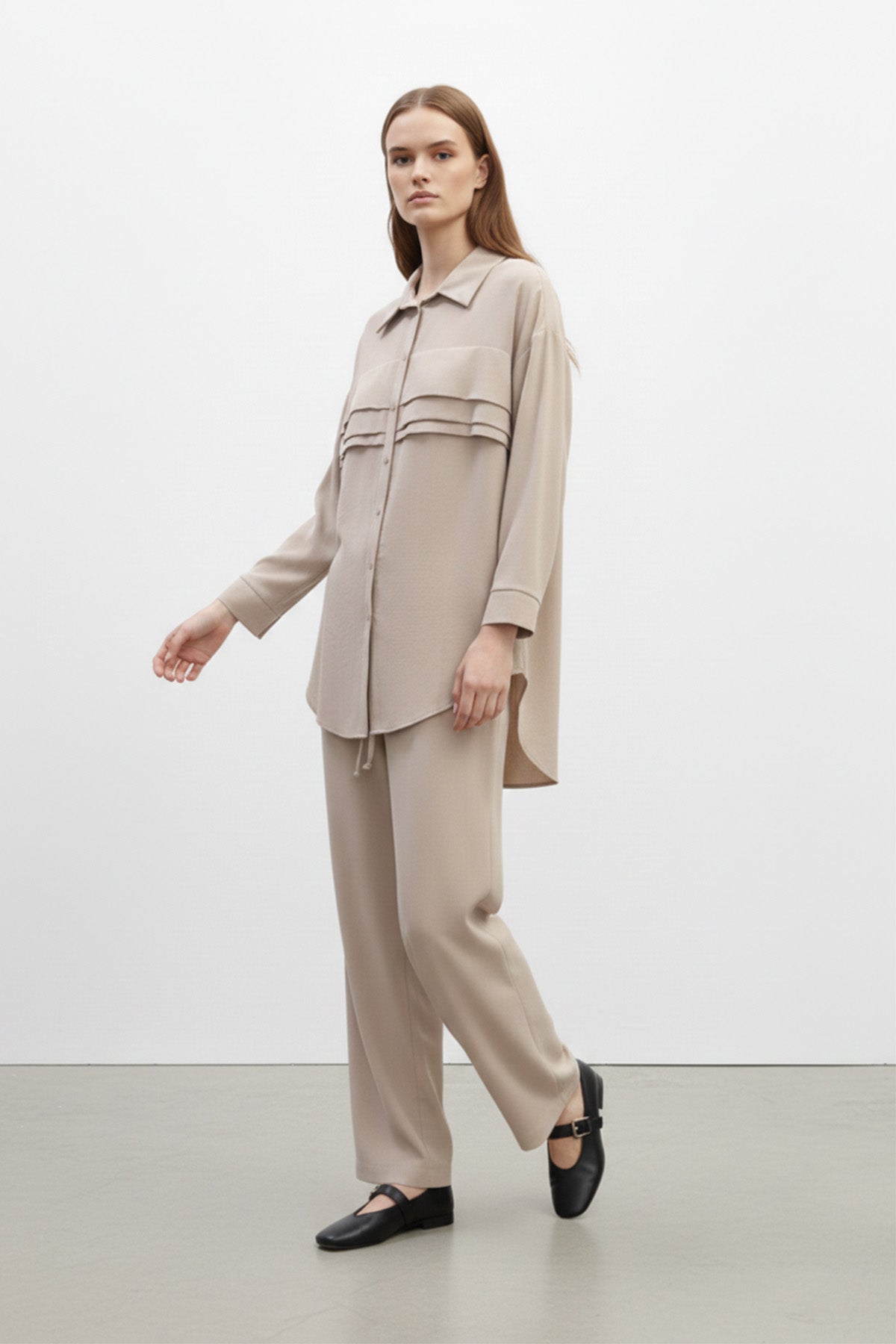 Kadın Düğmeli Rahat Fit Takım -14423