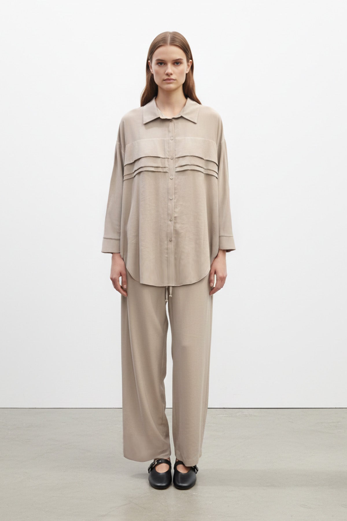 Kadın Düğmeli Rahat Fit Takım -14423