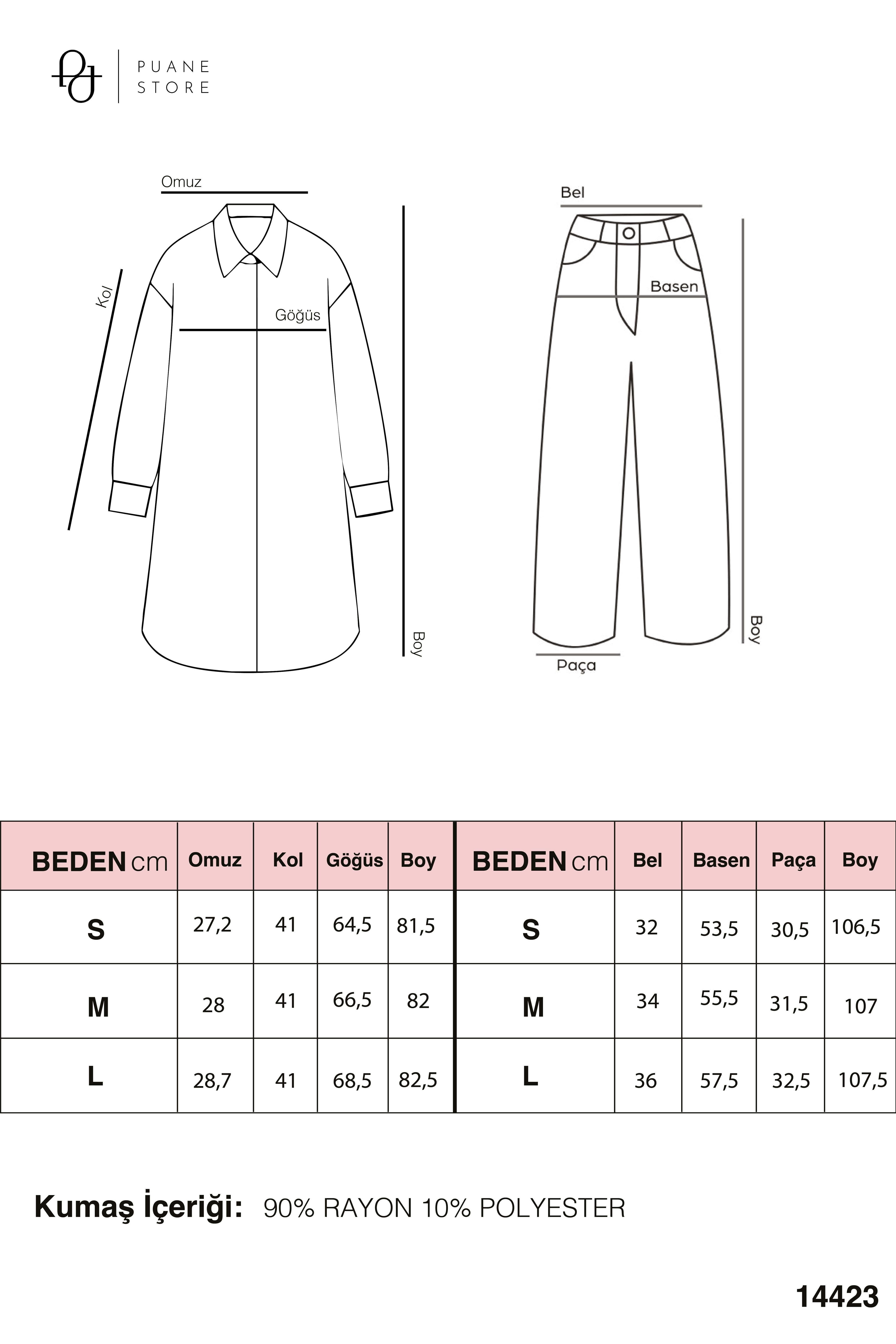 Kadın Düğmeli Rahat Fit Takım -14423