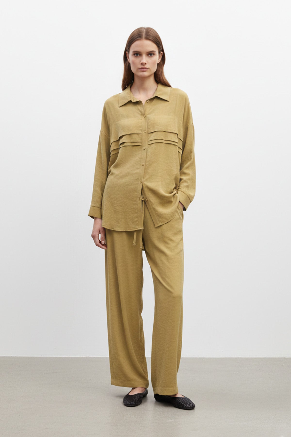 Kadın Düğmeli Rahat Fit Takım -14423