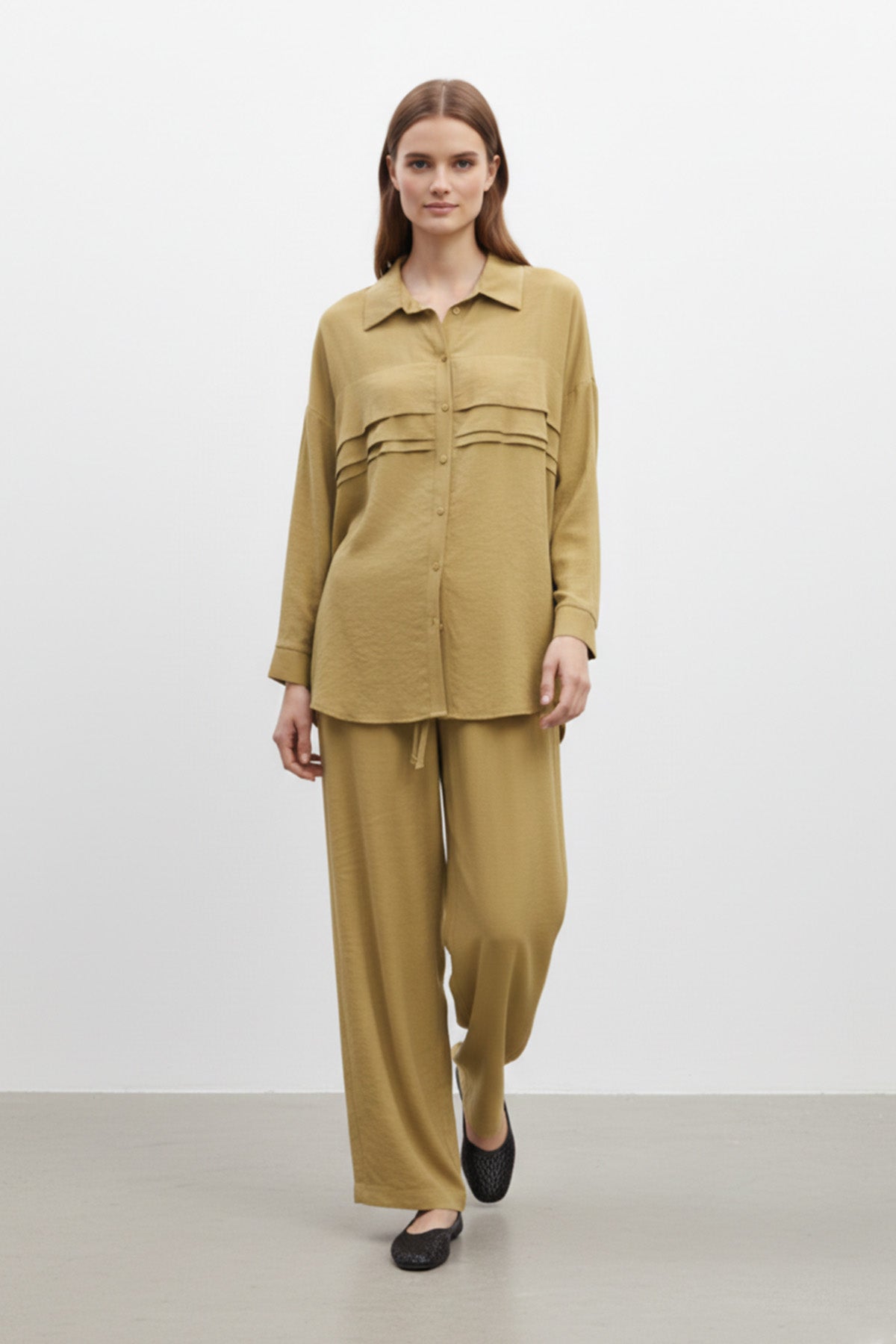 Kadın Düğmeli Rahat Fit Takım -14423