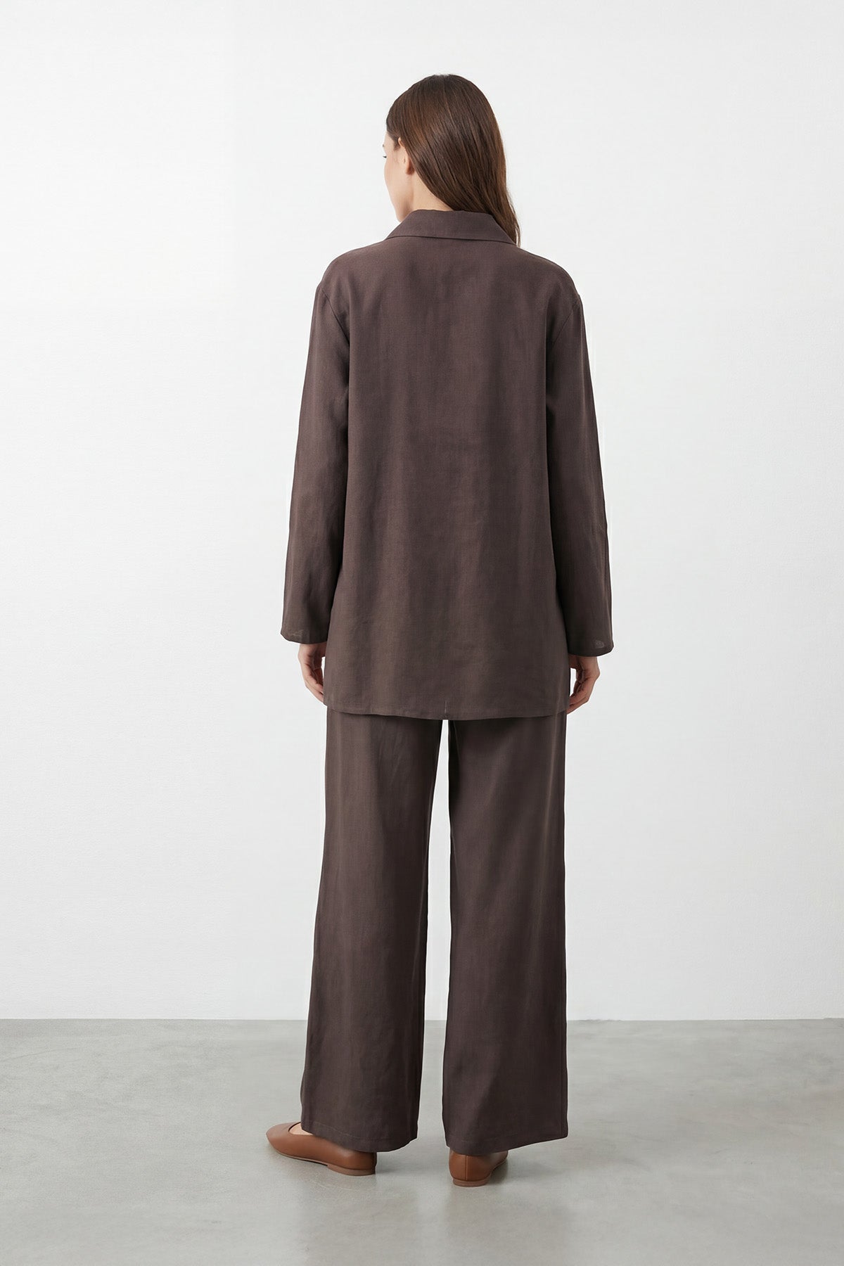 Kadın Gömlek Yaka Fermuarlı Tunik Pantolon Takım – 14446TKS