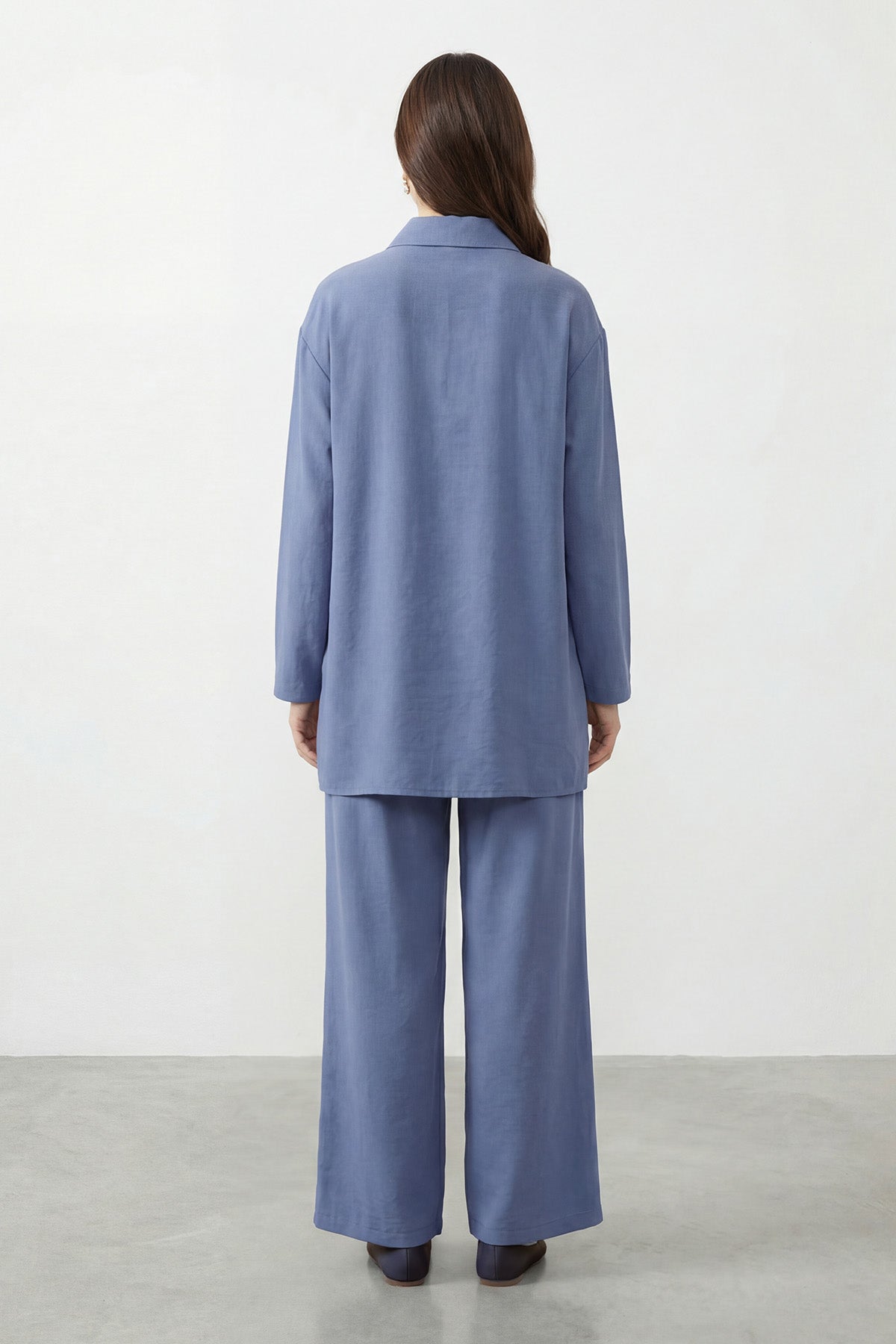 Kadın Gömlek Yaka Fermuarlı Tunik Pantolon Takım – 14446TKS