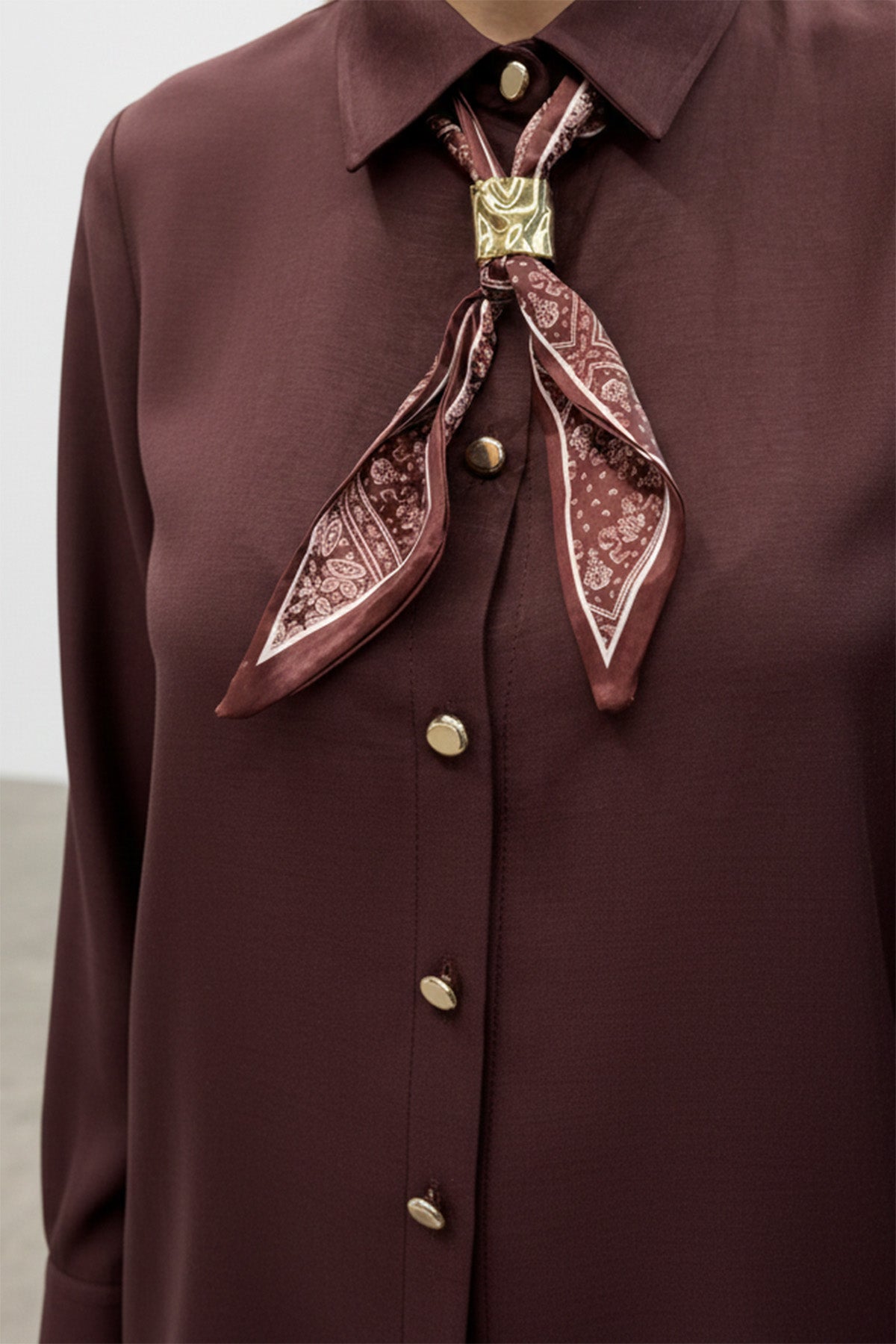 Kadın Şal Detaylı Düğmeli Rahat Kesim Takım – 14449TKS