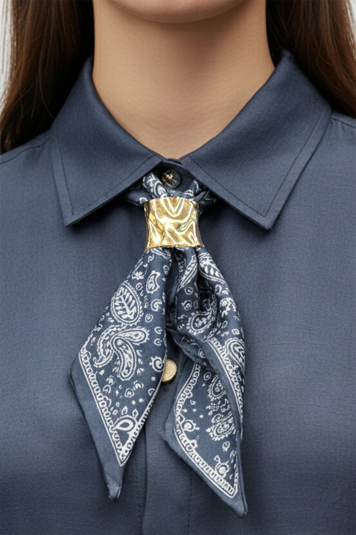 Kadın Şal Detaylı Düğmeli Rahat Kesim Takım – 14449TKS