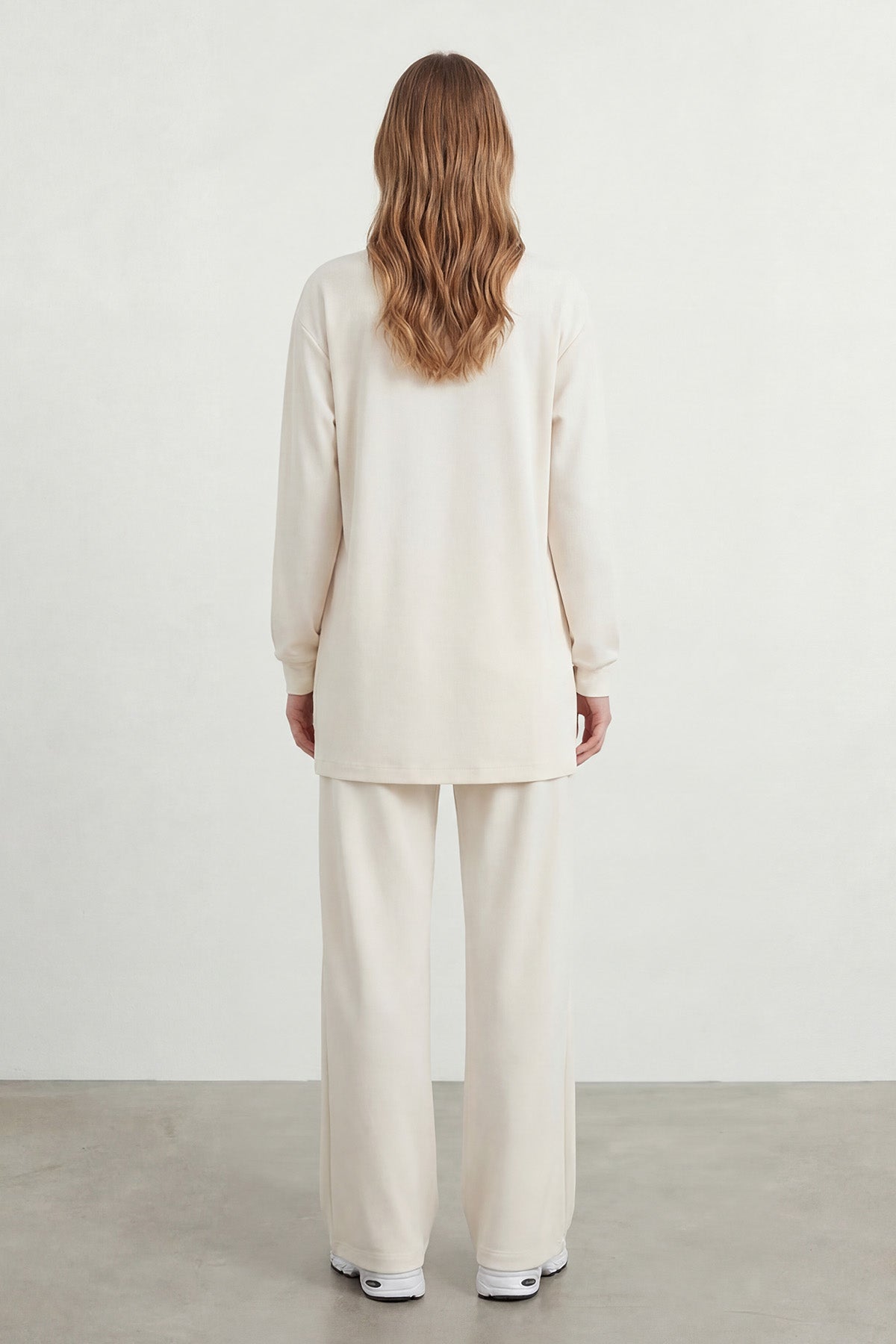 Kadın Yan Bağlama Detaylı Bisiklet Yaka Tunik Pantolon Takım – 14479TKS