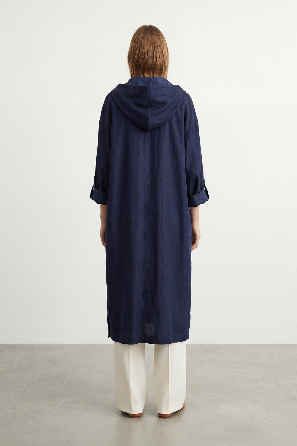 Kadın Kapüşonlu Fermuarlı Cep Detaylı Uzun Kap – 15252KAP