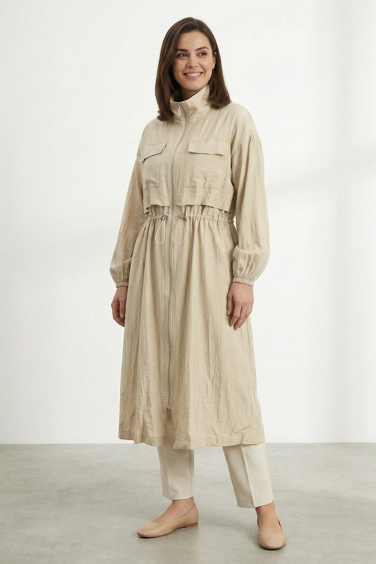 Kadın Cepli ve Ayarlanabilir Bel Detaylı Mevsimlik Kap-15255CAP