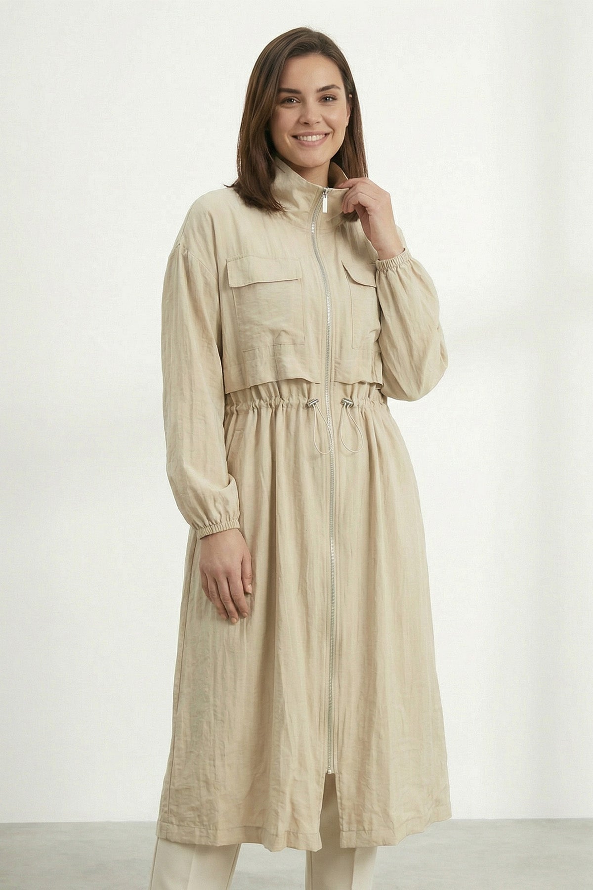 Kadın Cepli ve Ayarlanabilir Bel Detaylı Mevsimlik Kap-15255CAP