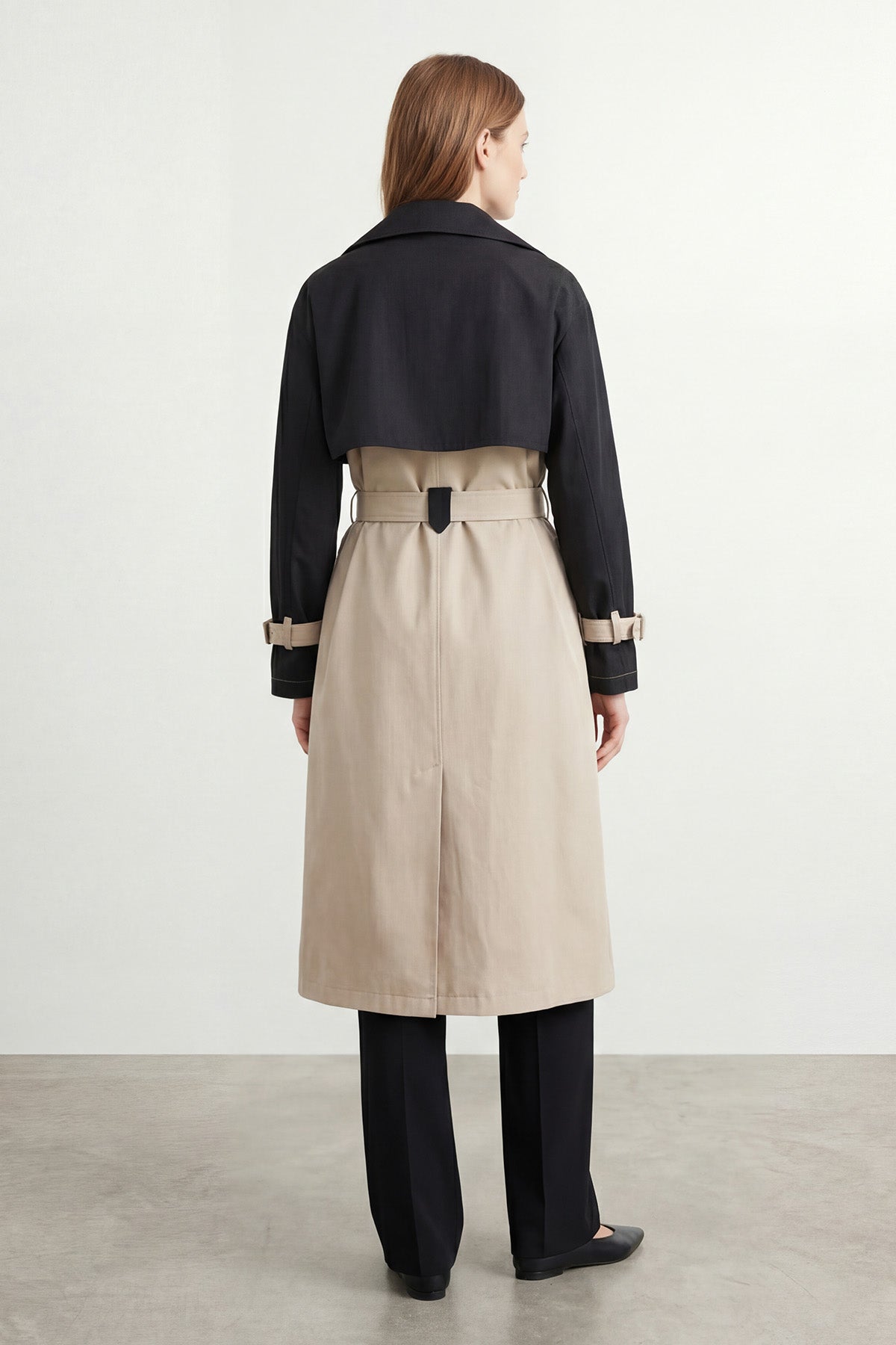 Kadın Renk Bloklu Tasarım Trençkot –15261TRC