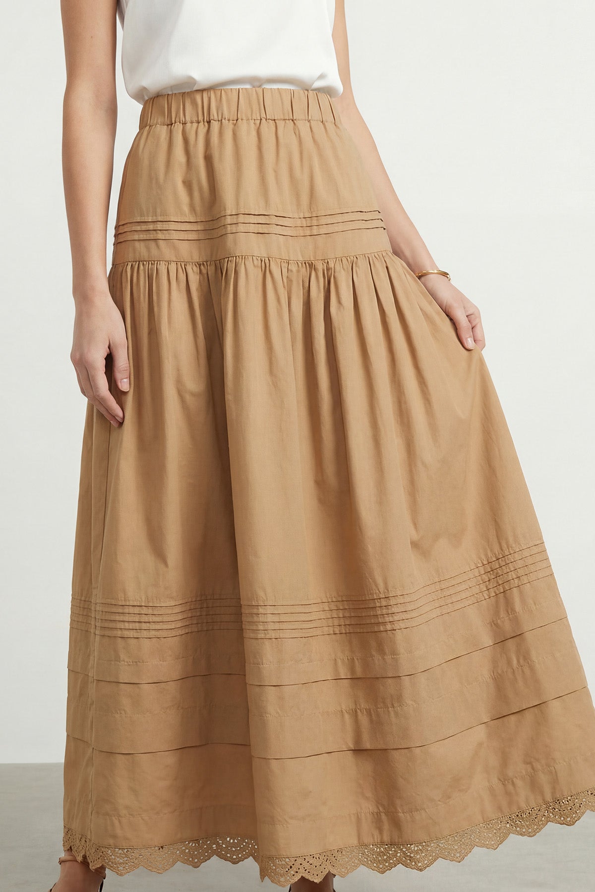 Kadın Pamuklu Fisto Detaylı Volanlı Etek - 20728ETK