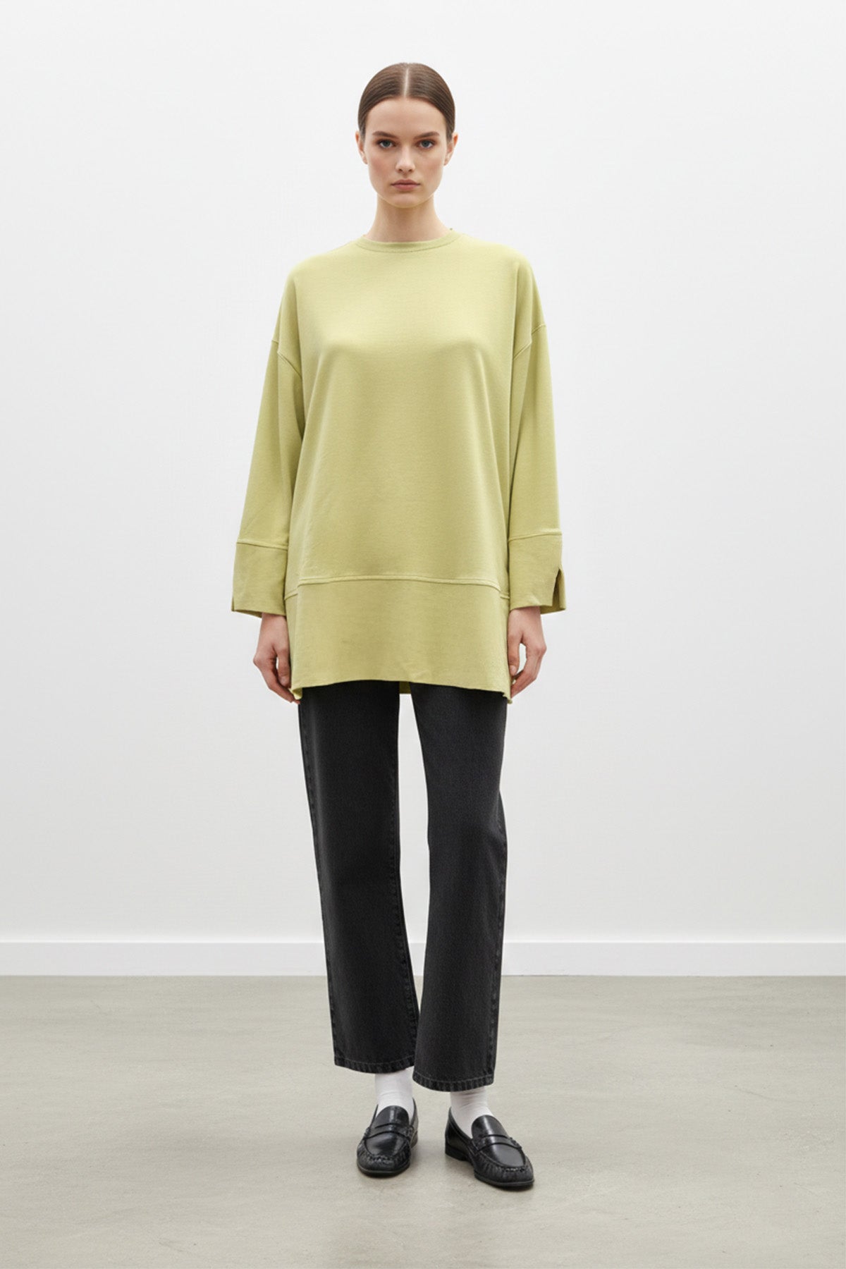 Kadın Bisiklet Yaka Düşük Omuz Örme Tunik -20735TUN