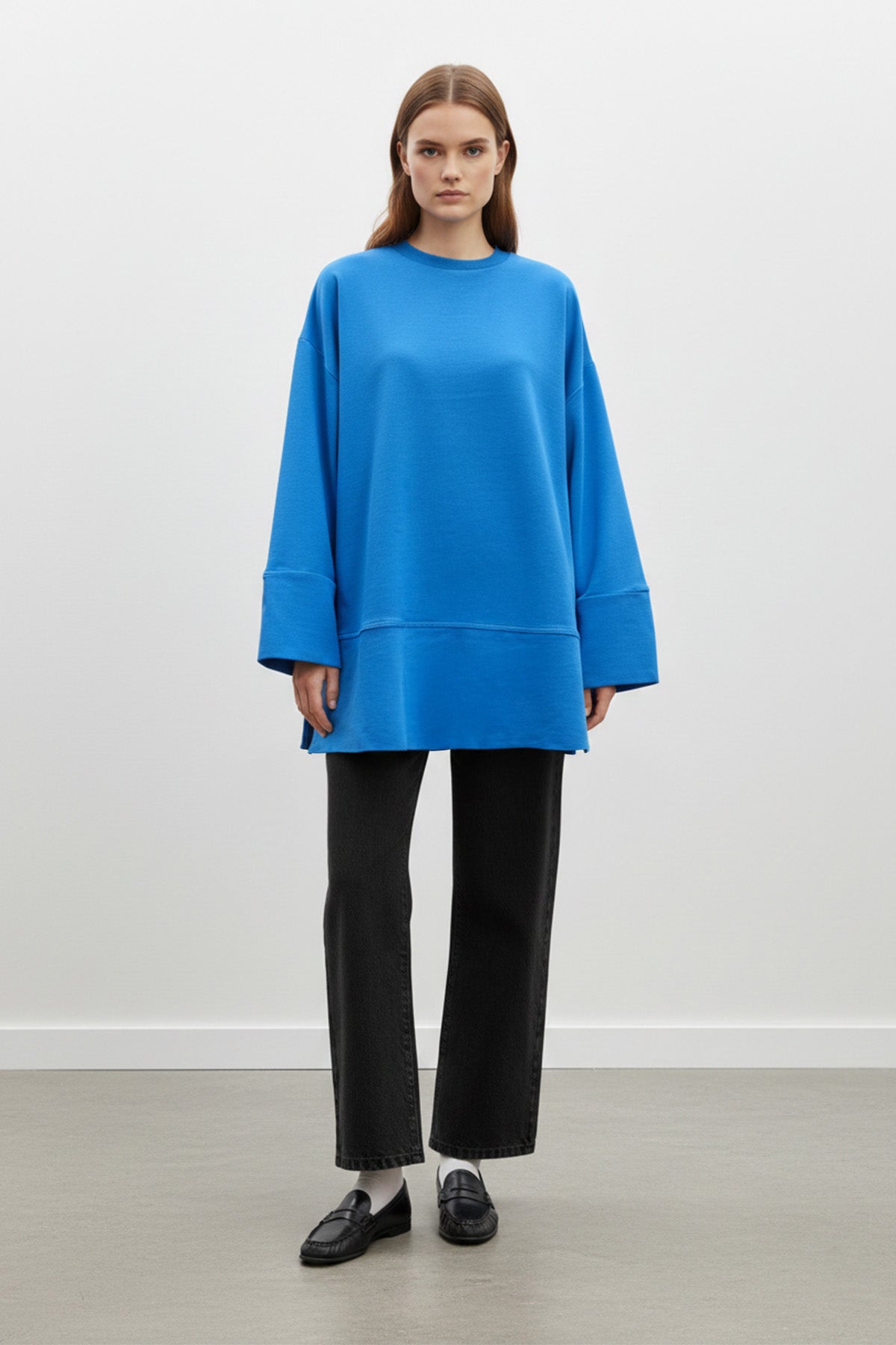 Kadın Bisiklet Yaka Düşük Omuz Örme Tunik -20735TUN