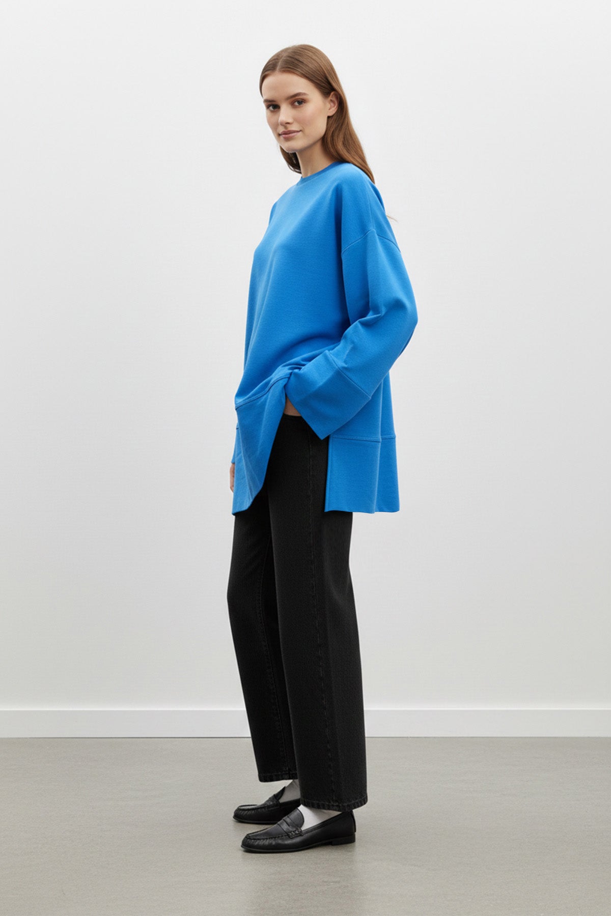 Kadın Bisiklet Yaka Düşük Omuz Örme Tunik -20735TUN