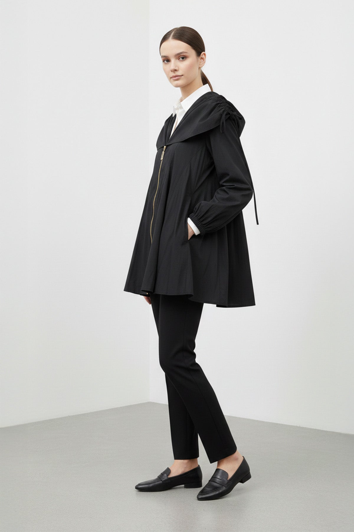 Kadın Salaş Yaka Detaylı Ceket -32457CKT