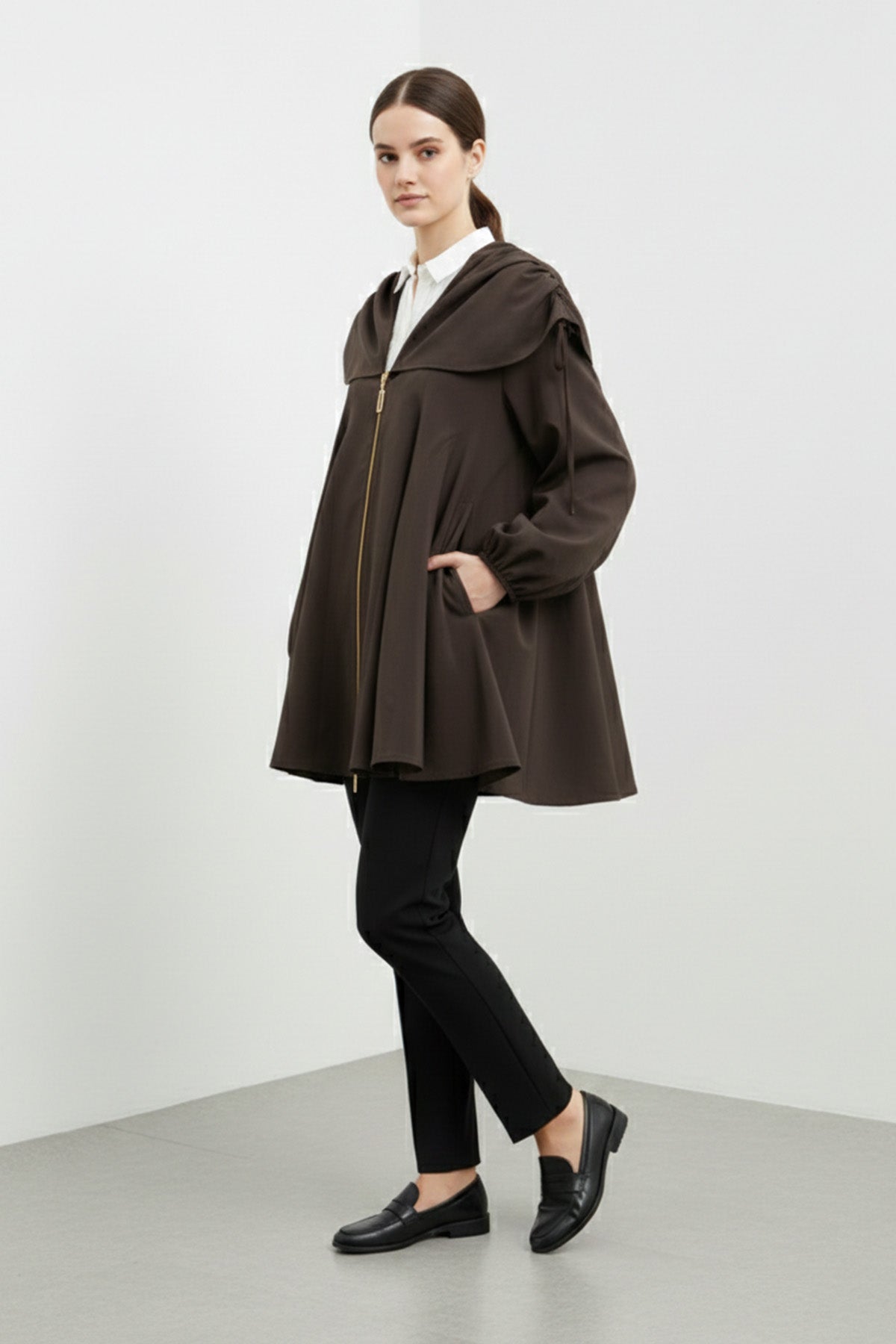 Kadın Salaş Yaka Detaylı Ceket -32457CKT