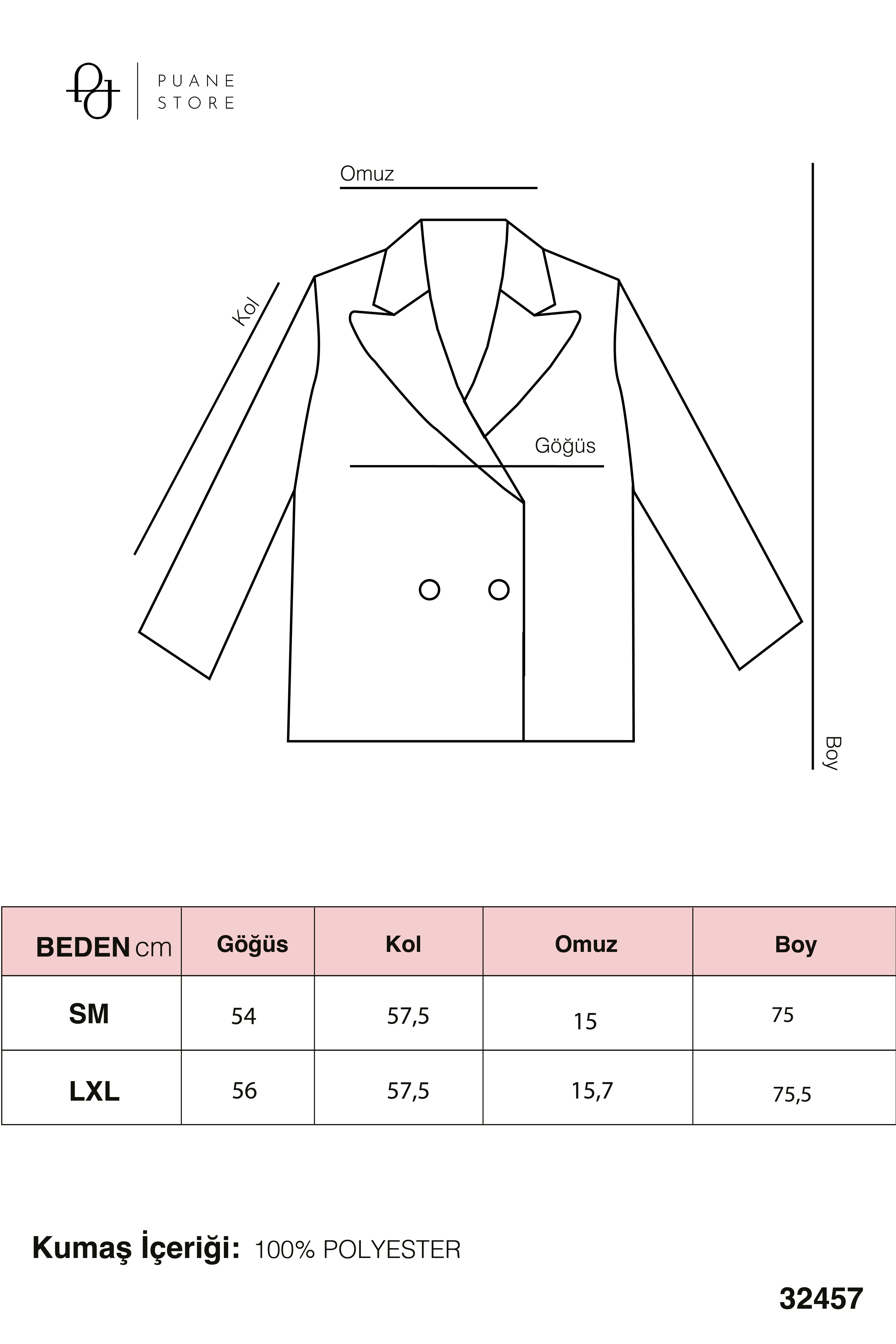 Kadın Salaş Yaka Detaylı Ceket -32457CKT