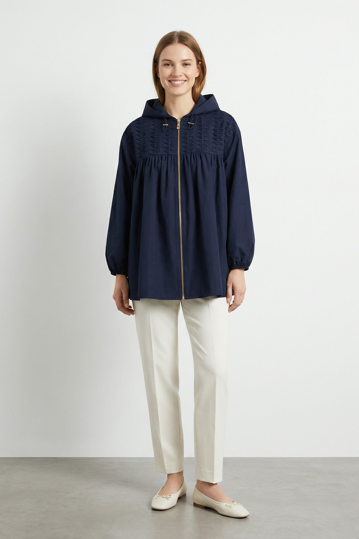 Kadın Kapüşonlu Ön Fermuarlı Mevsimlik Ceket – 32458CKT