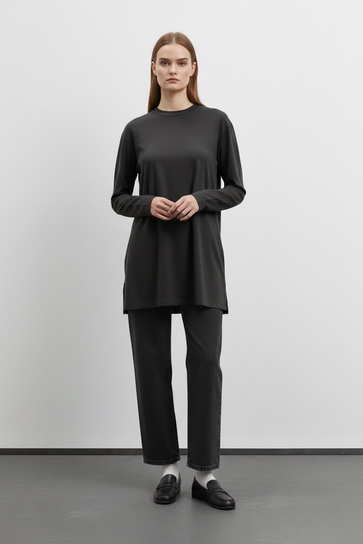 Kadın Basic Uzun Kollu Salaş Tunik-40017