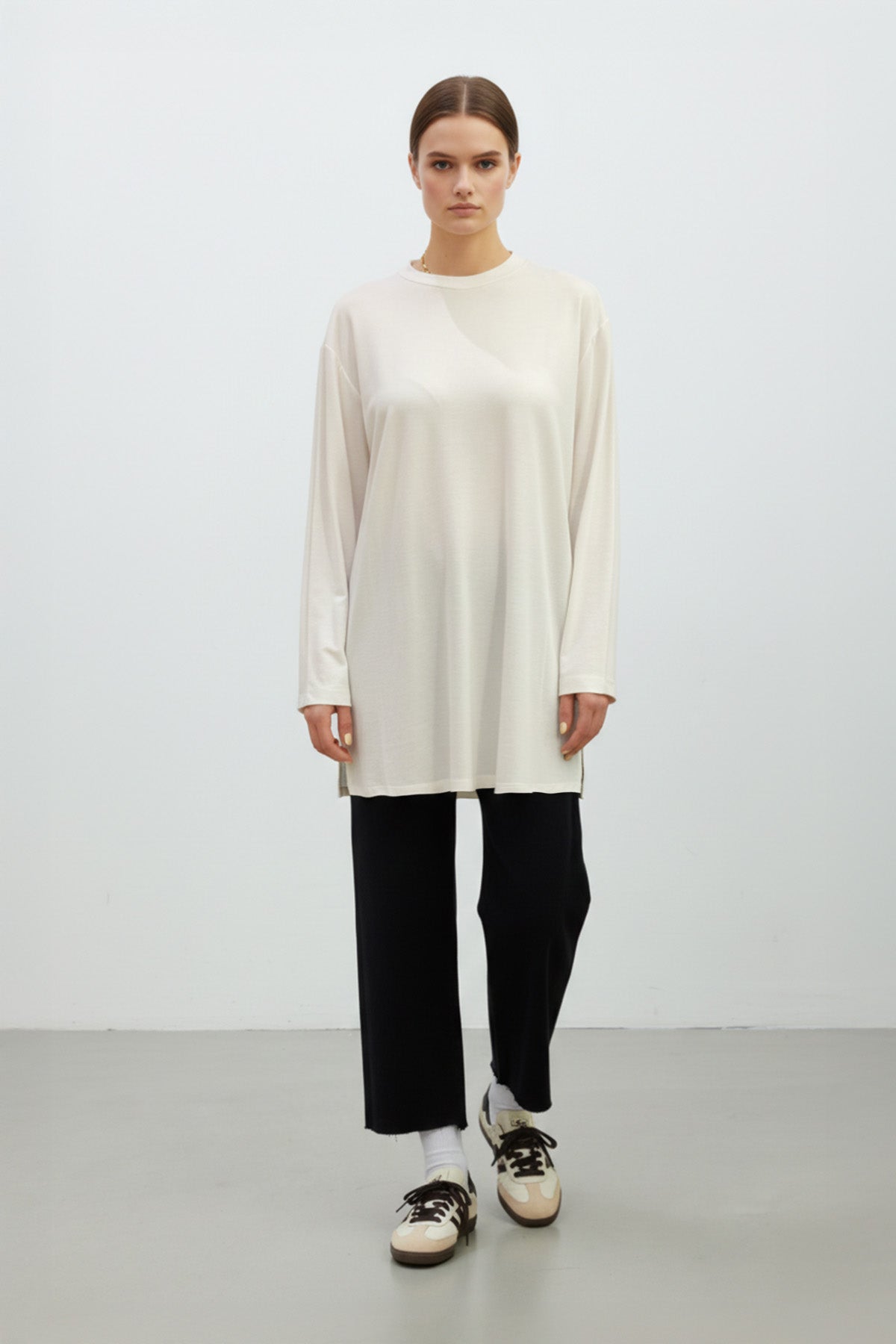 Kadın Basic Uzun Kollu Salaş Tunik-40017