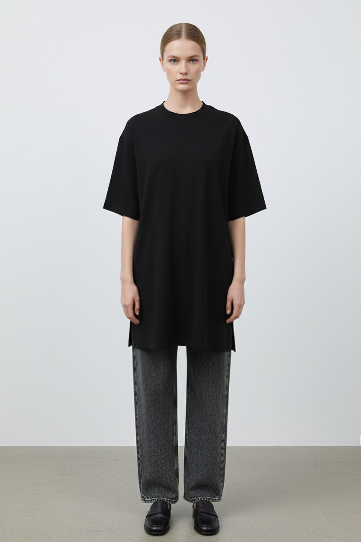 Kadın Uzun Bol Kesim Tshirt - 40009TSH