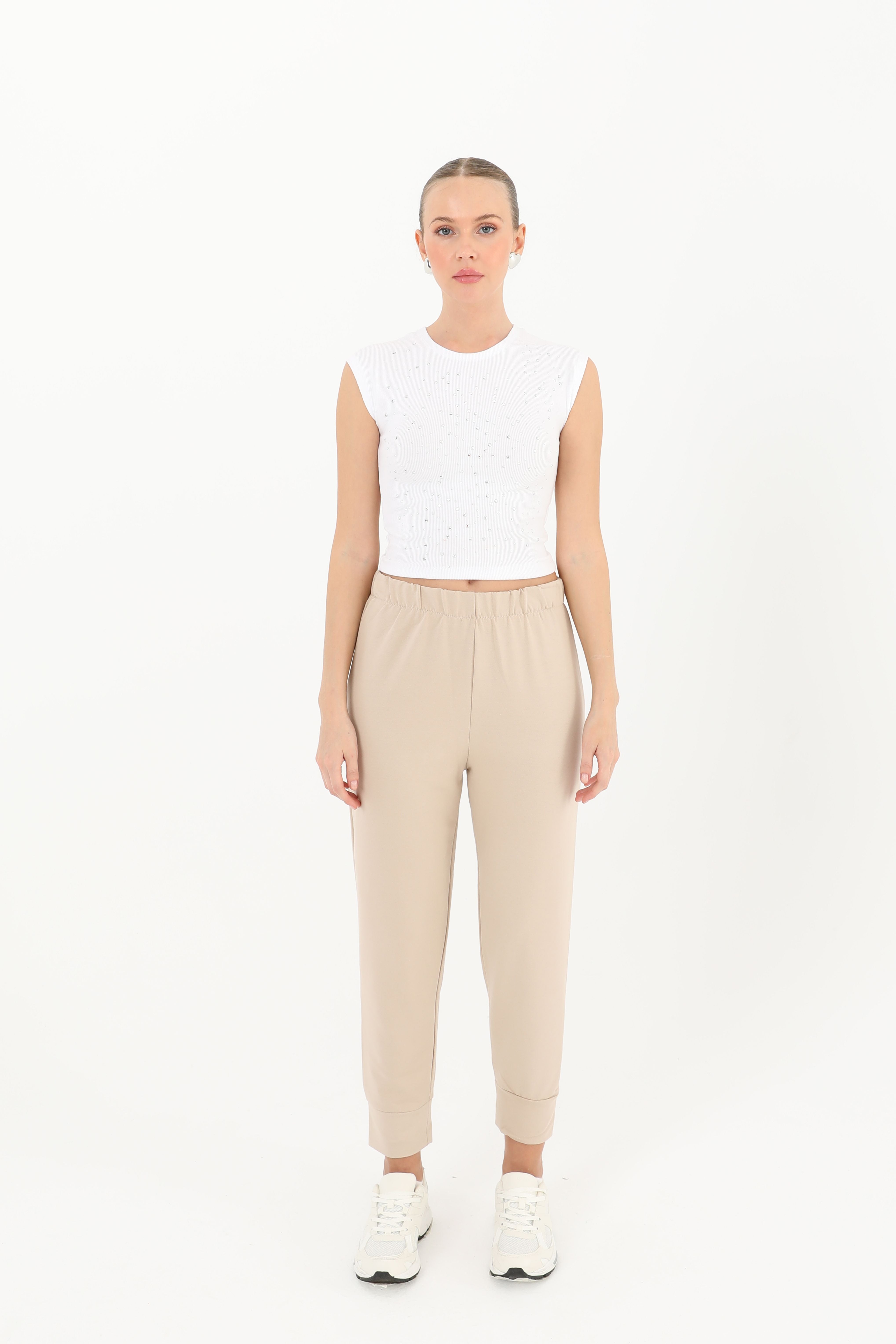 Kadın Ribana Detaylı Eşofman Altı - 30189PNT