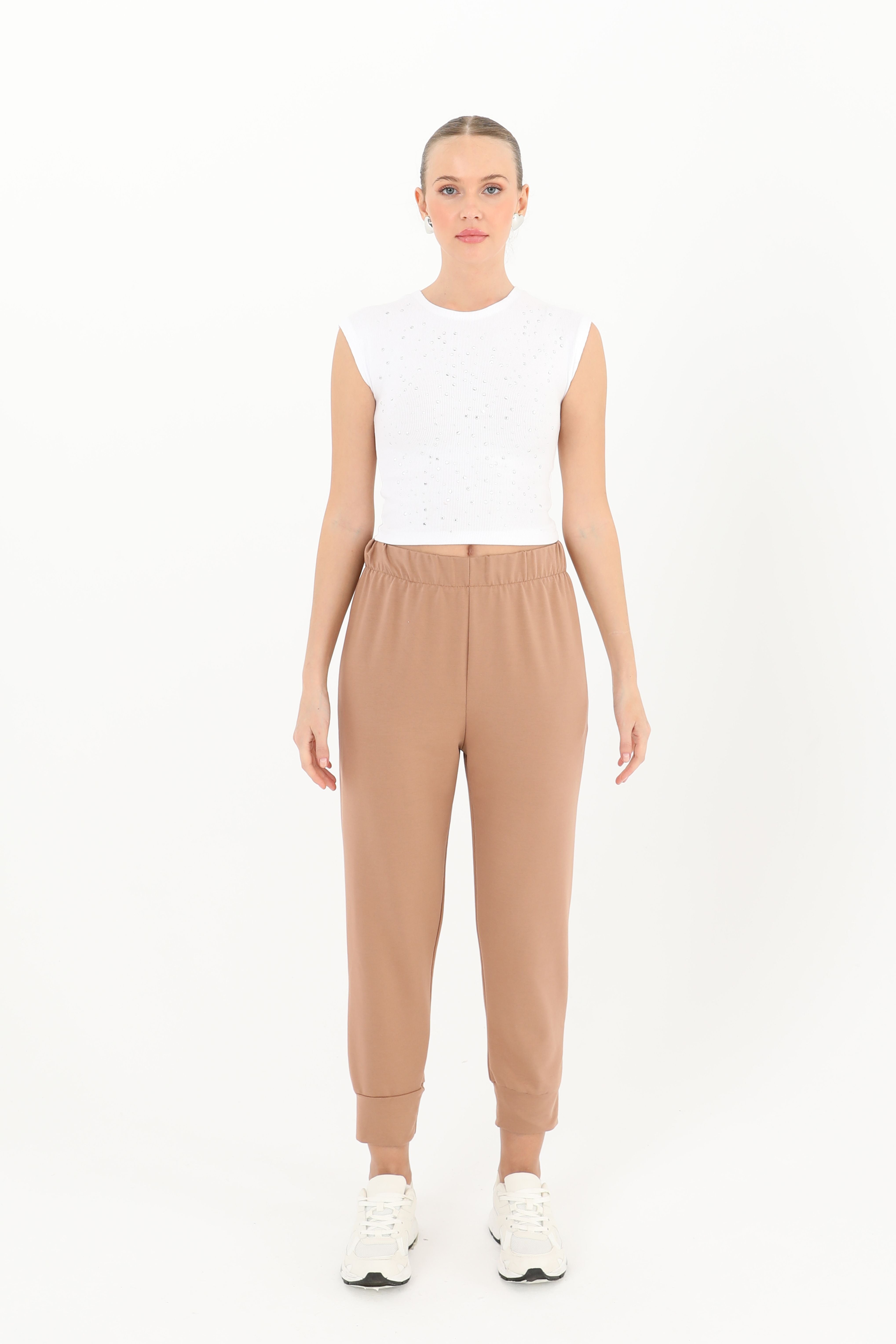 Kadın Ribana Detaylı Eşofman Altı - 30189PNT