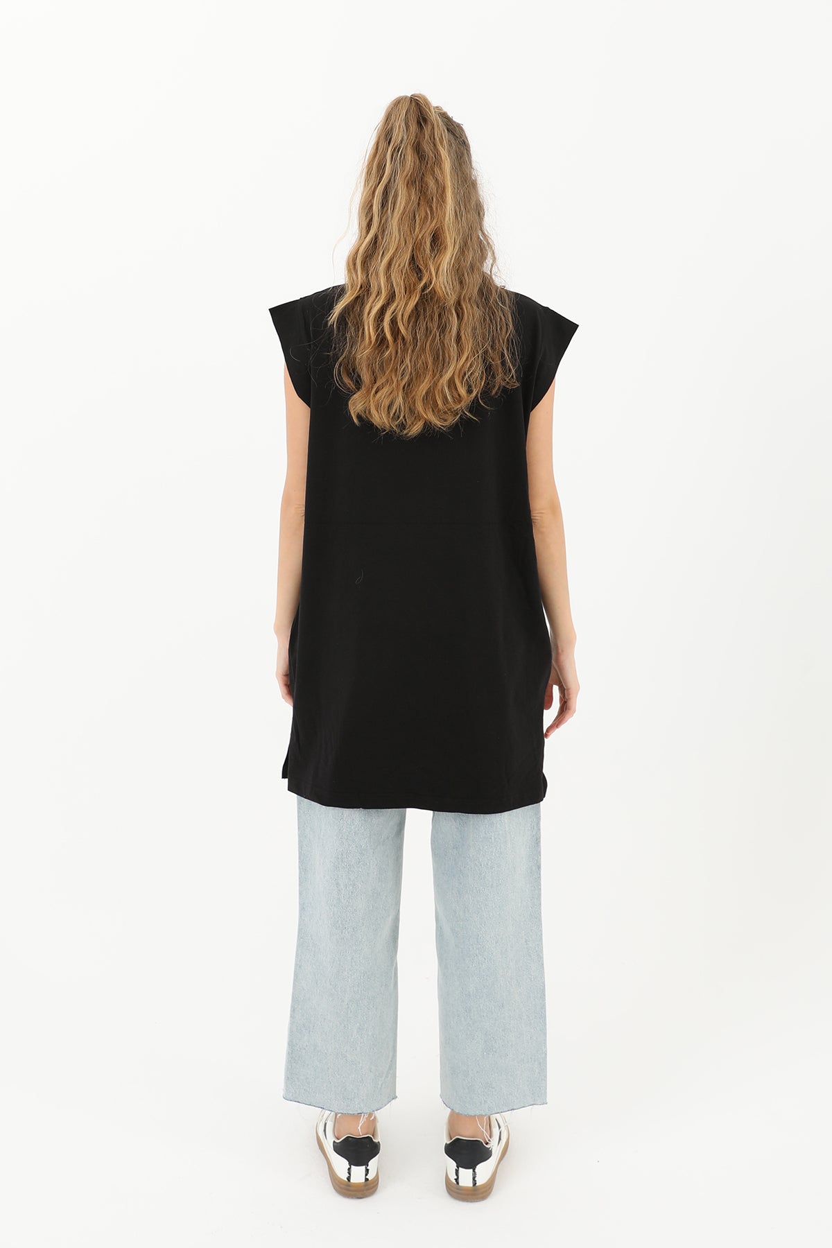 Kadın Basic Kolsuz T-shirt - 30725TUN