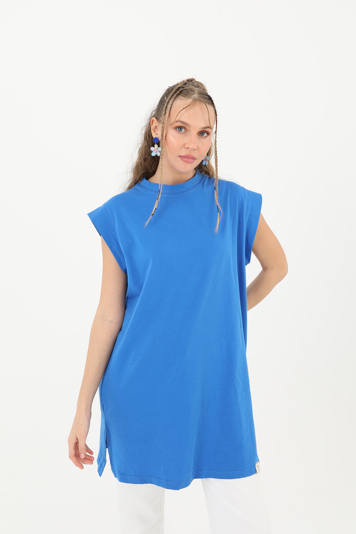 Kadın Basic Kolsuz T-shirt - 30725TUN