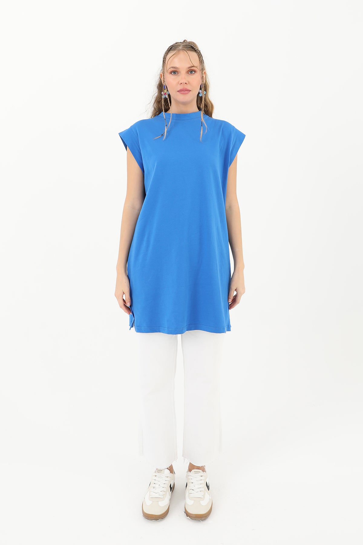 Kadın Basic Kolsuz T-shirt - 30725TUN