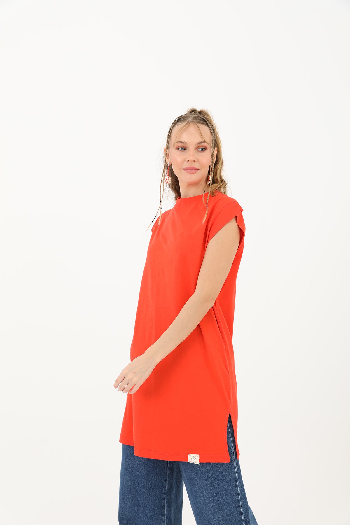 Kadın Basic Kolsuz T-shirt - 30725TUN