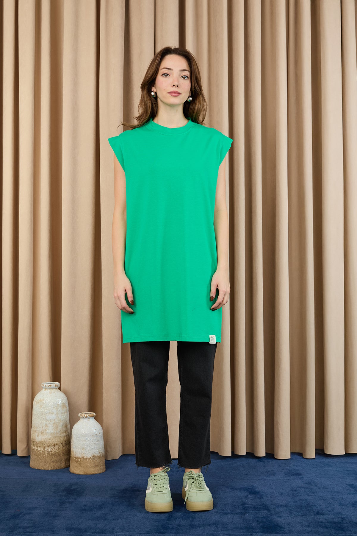 Kadın Basic Kolsuz T-shirt - 30725TUN