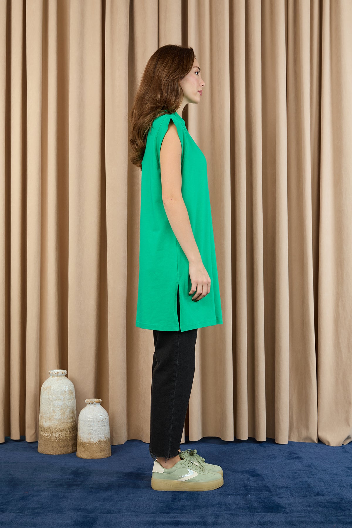 Kadın Basic Kolsuz T-shirt - 30725TUN