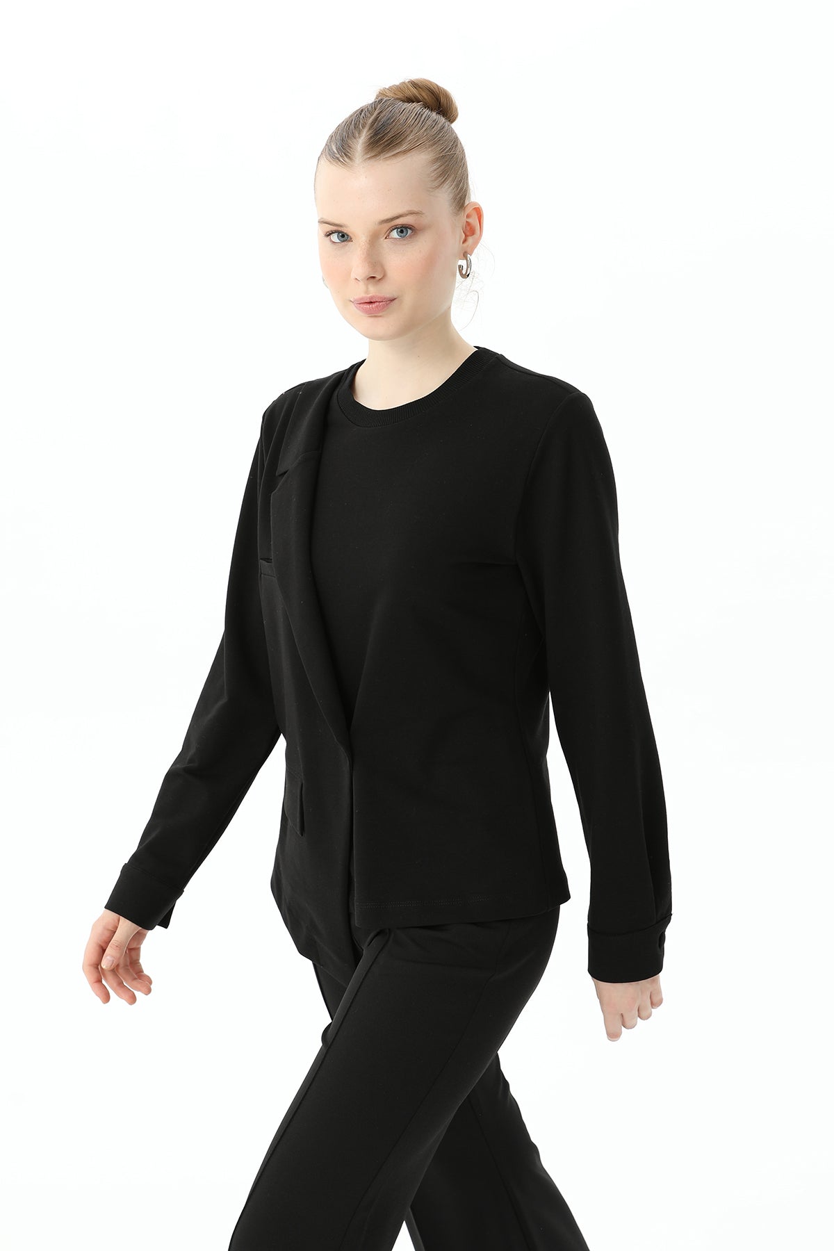 Kadın Ceket Detaylı Sweatshirt - 31441SWT