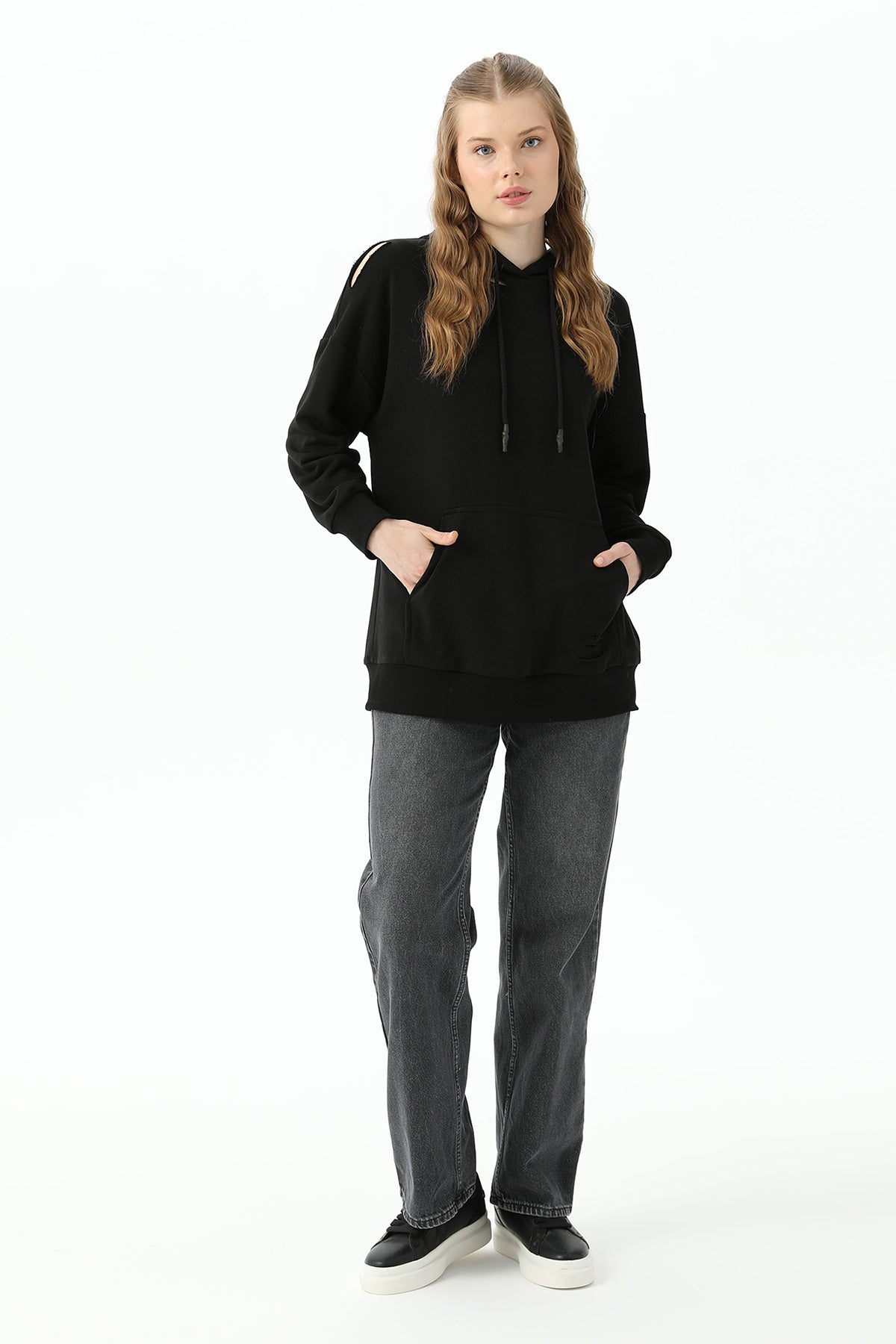 Kadın Kapüşonlu Sweatshirt - 31467SWT