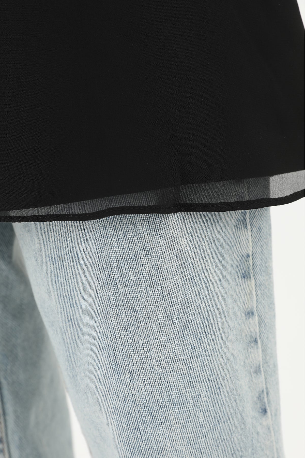 Kadın Balıkçı Yaka Tül Detaylı Bluz - 10269TUN