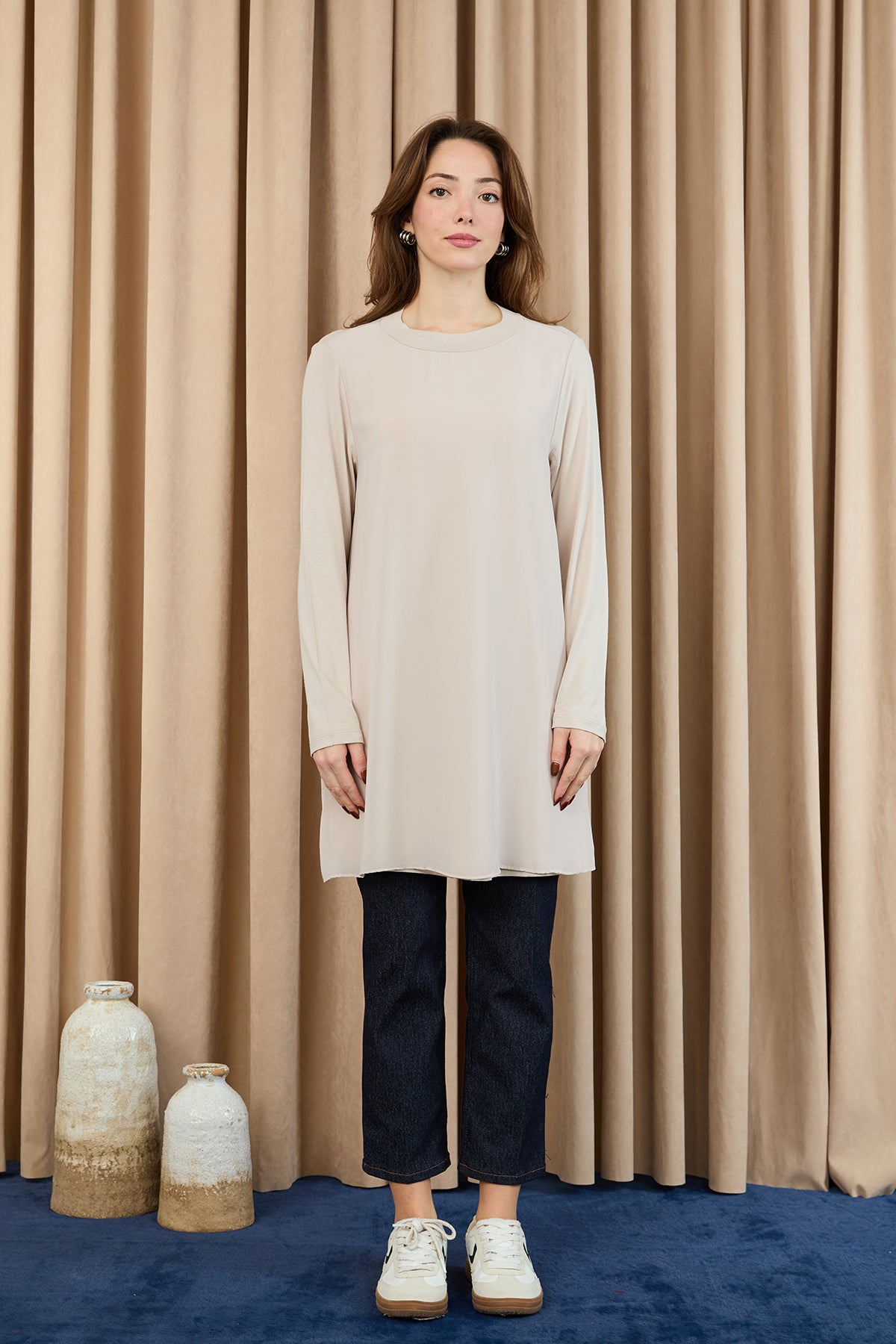 Kadın Balıkçı Yaka Tül Detaylı Bluz - 10269TUN