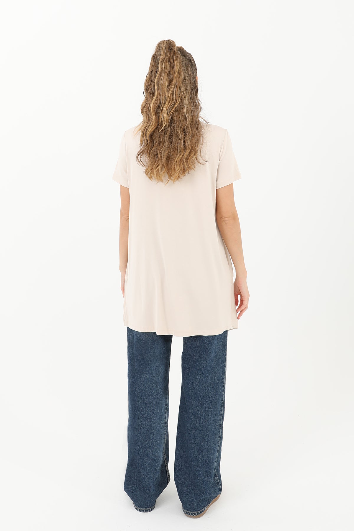 Kadın Basic Uzun T-Shirt -10271TUN