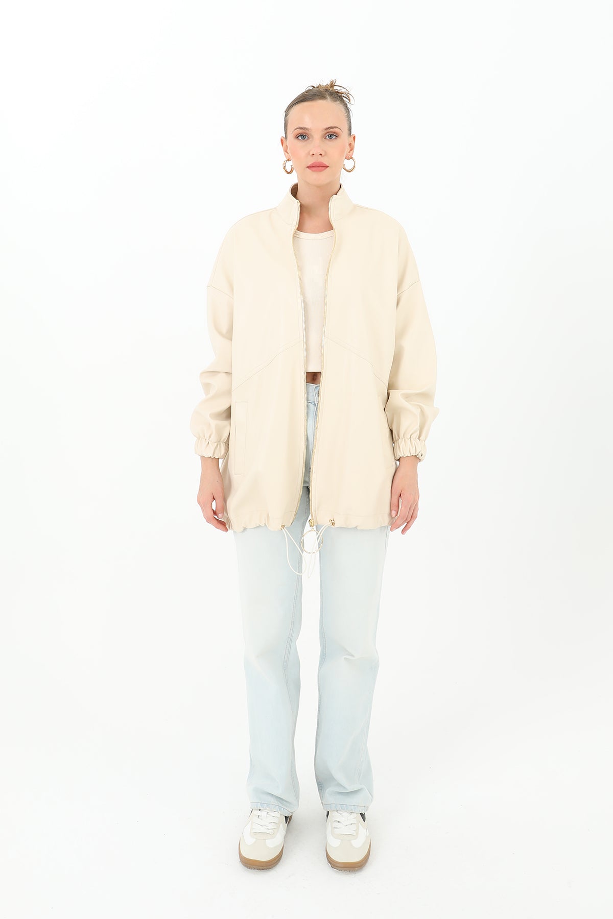 Deri Önden Fermuarlı Mont - 15120MNT