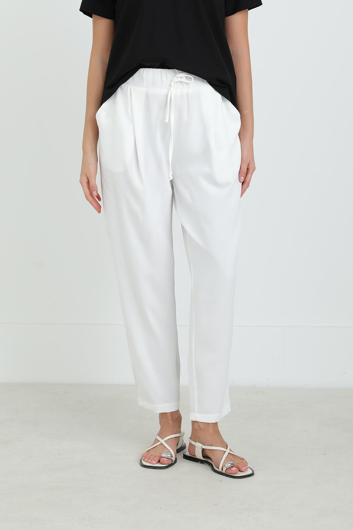 Kadın Beli Bağlamalı Havuç Form Pantolon - 18102PNT