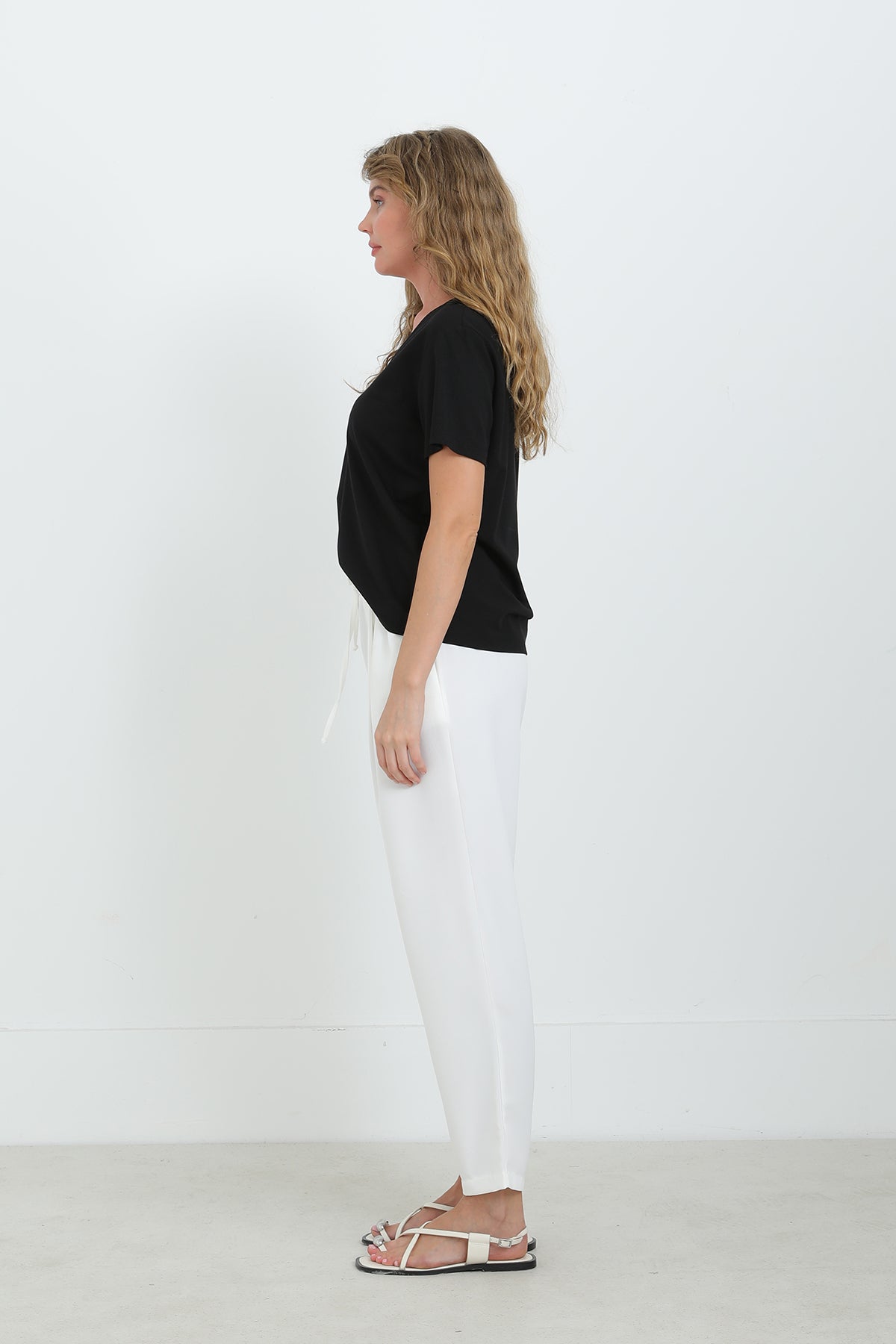 Kadın Beli Bağlamalı Havuç Form Pantolon - 18102PNT