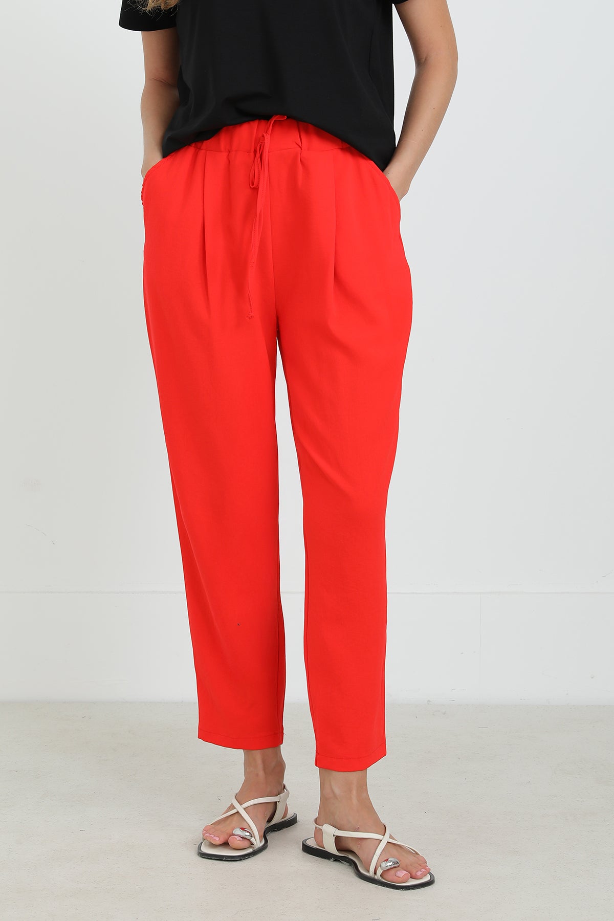 Kadın Beli Bağlamalı Havuç Form Pantolon - 18102PNT