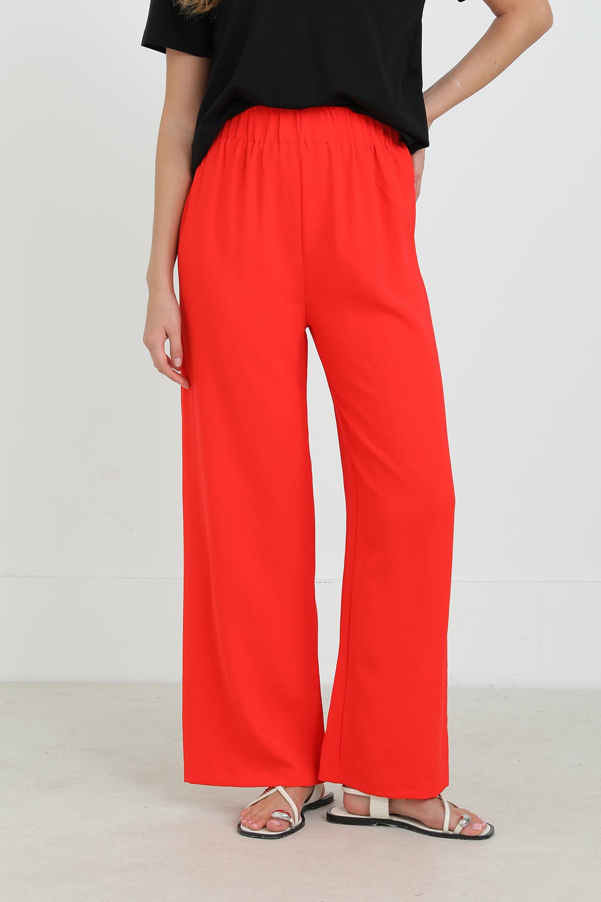 Kadın Geniş Paça Yüksek Bel Pantolon - 18103PNT