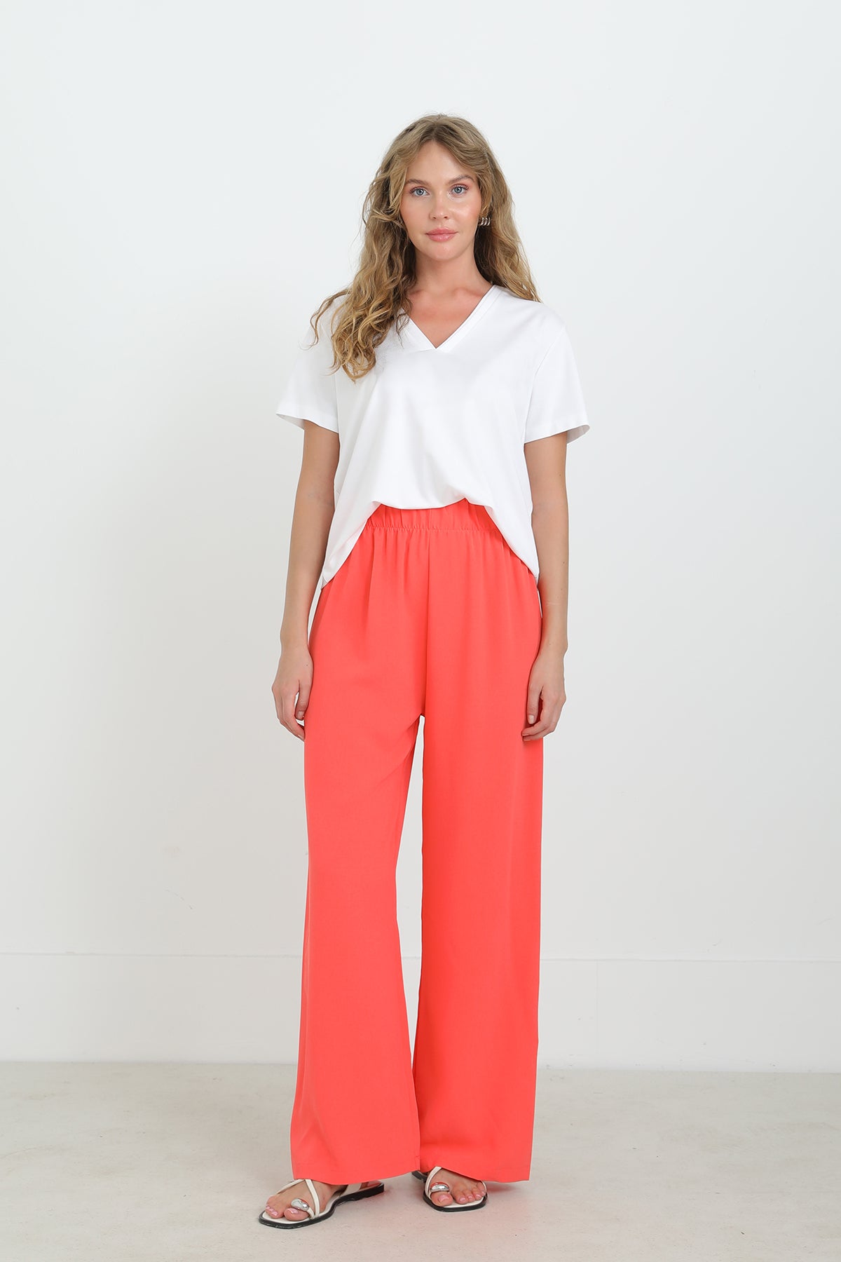 Kadın Geniş Paça Yüksek Bel Pantolon - 18103PNT