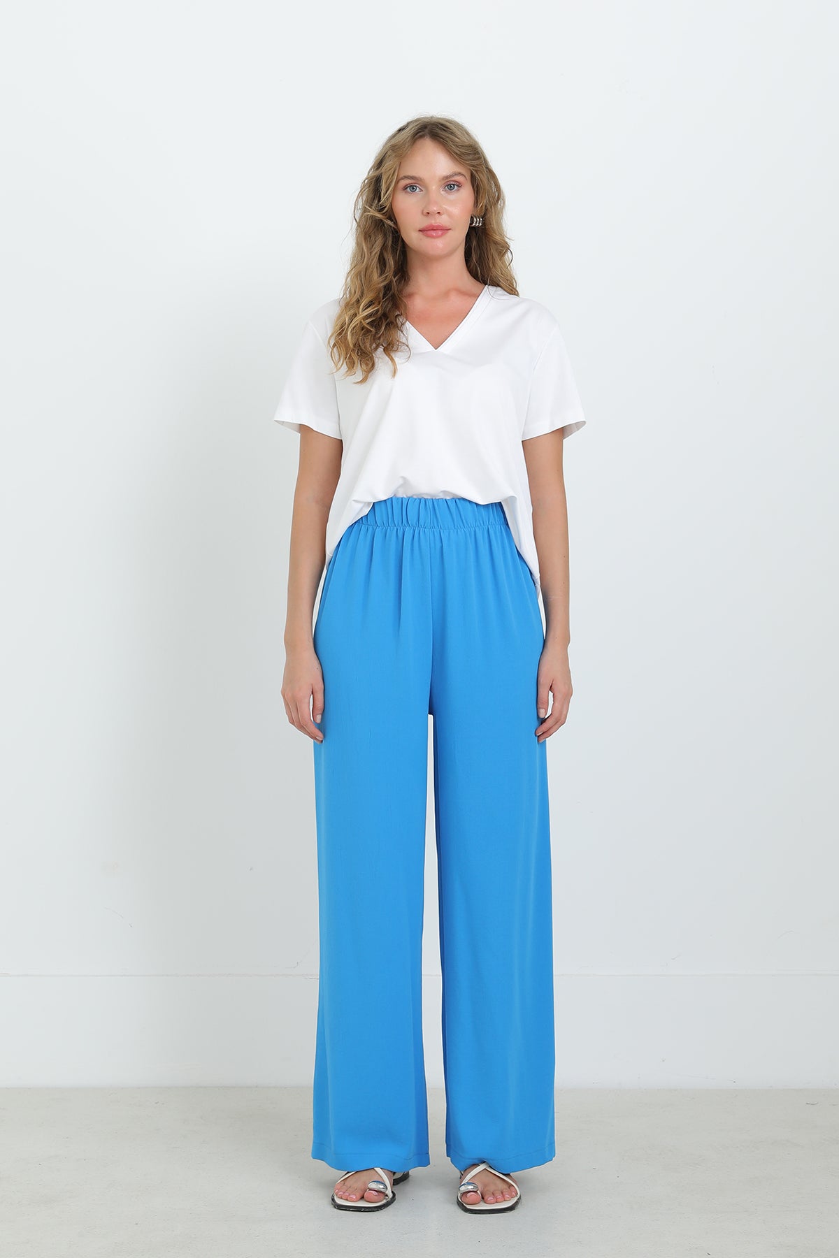 Kadın Geniş Paça Yüksek Bel Pantolon - 18103PNT