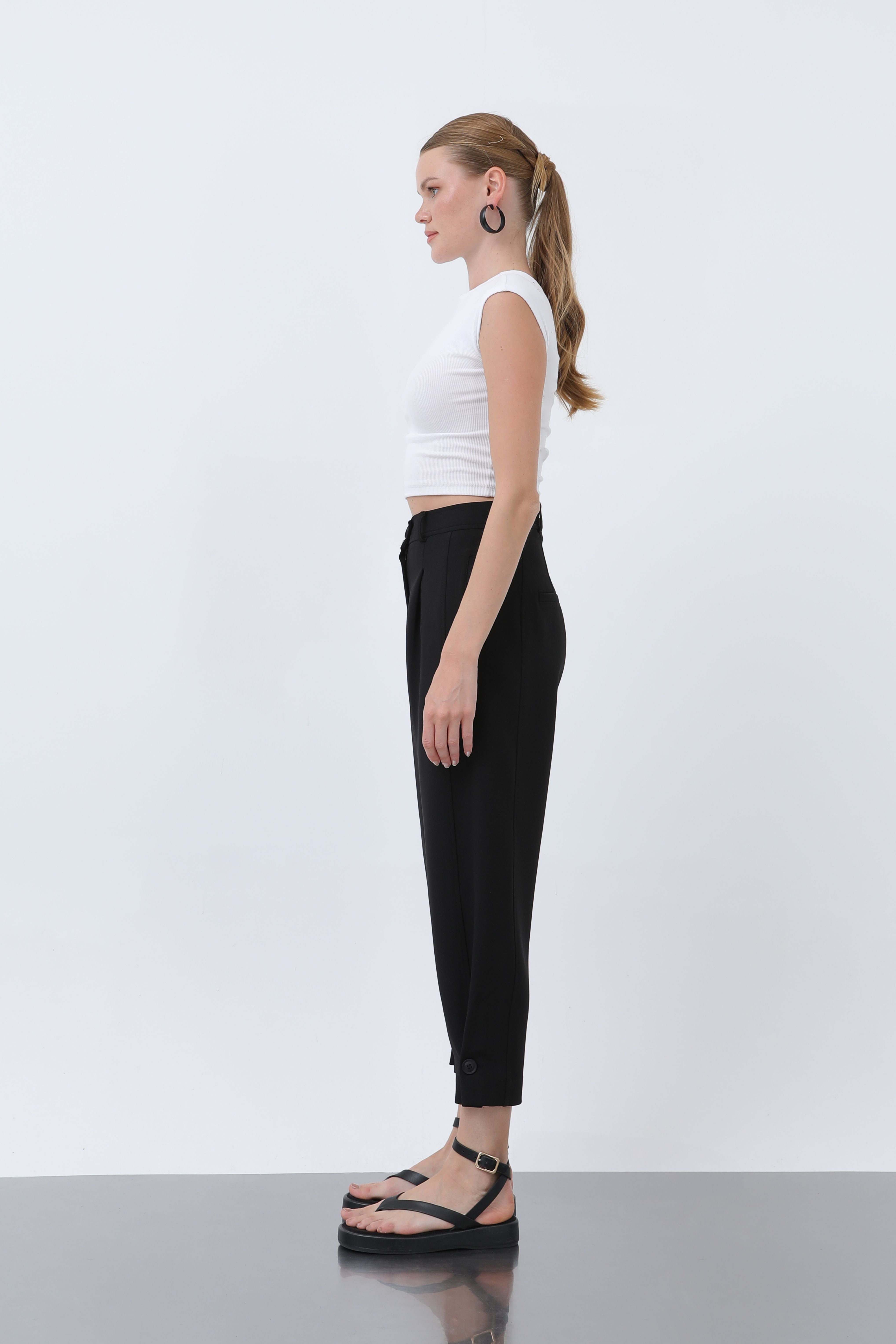 Женский Передняя складка на штанине С пуговицами Брюки - 18123PNT
