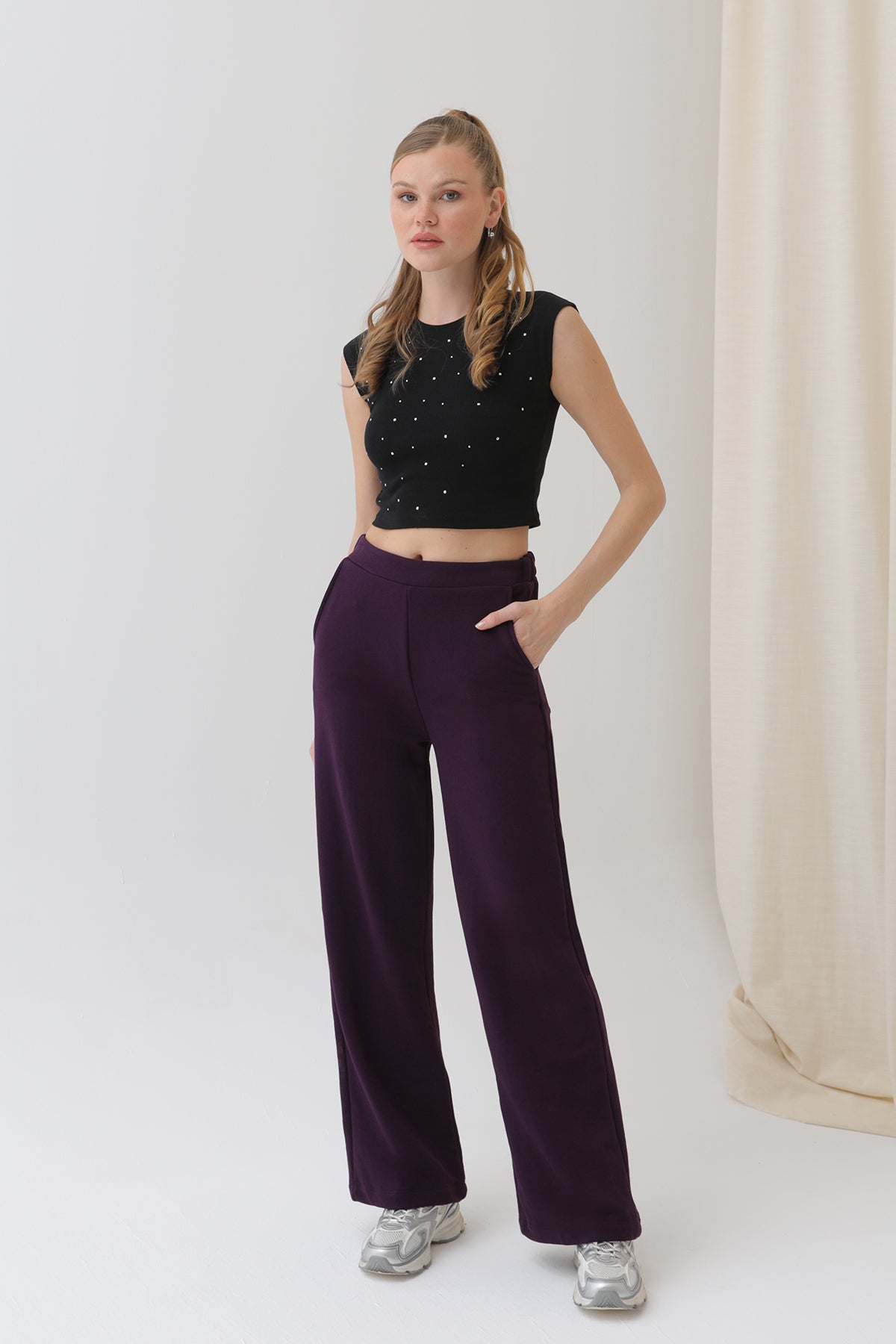 Kadın Geniş Paça Eşofman Altı  - 18152PNT